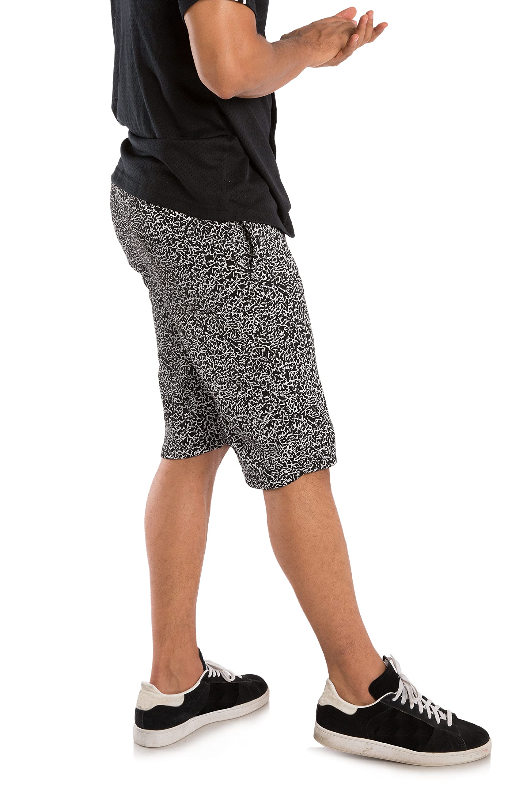 Vibes Men's Shorts All Over Print Elastic Waist & Bottom