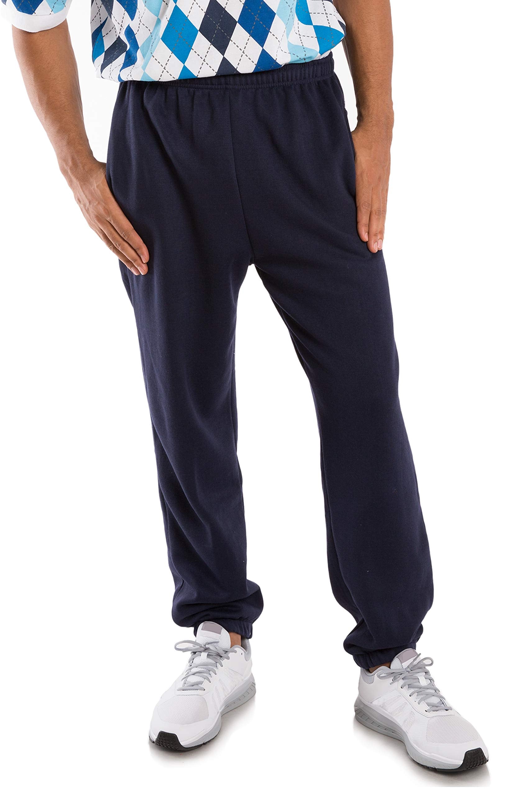VIBES Men's Fleece Sweatpants Elastic Waistband & Bottom Relaxed Fit