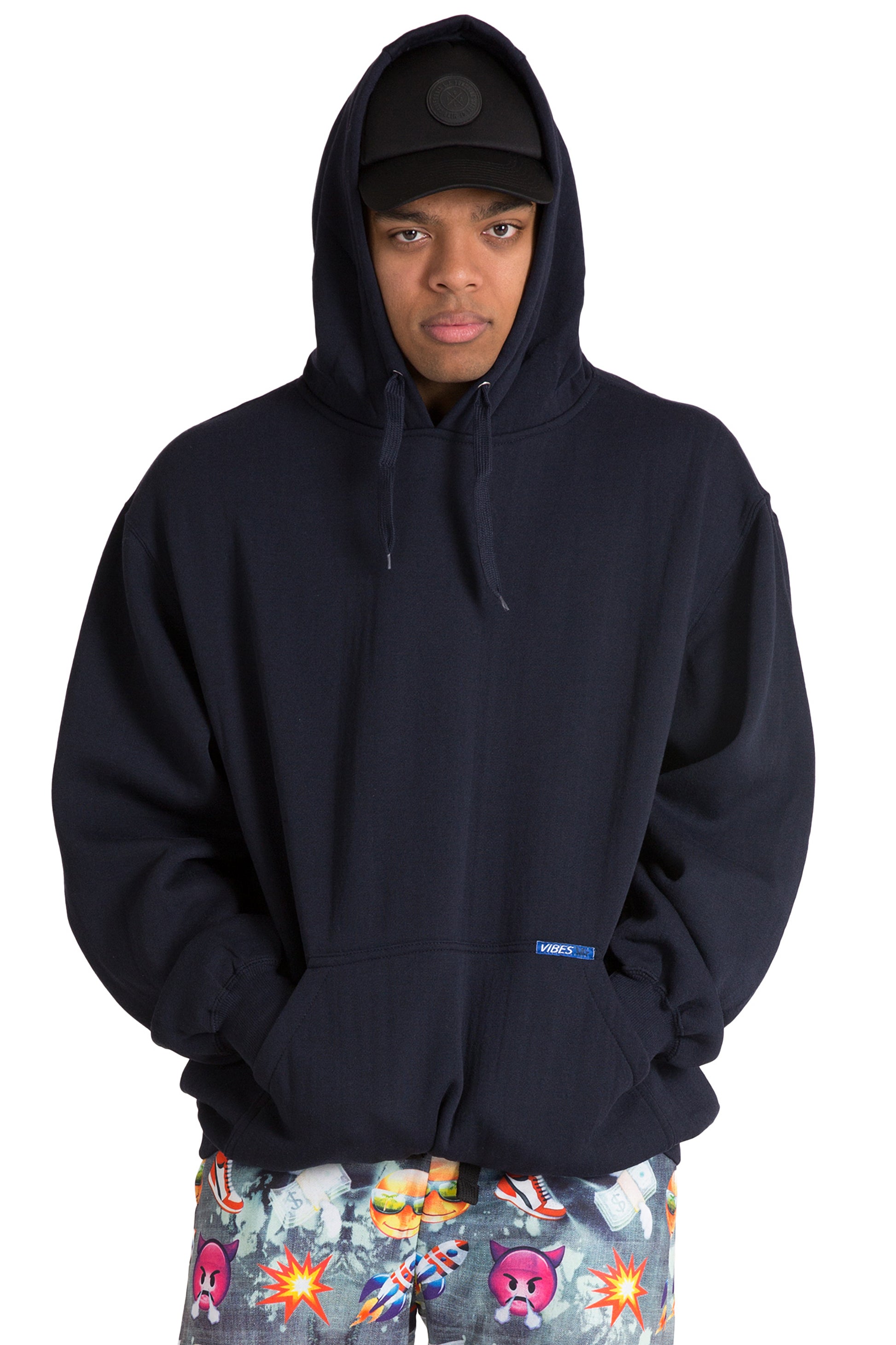 Vibes Man's Fleece Pullover Hoodie Sweatshirt With Kangaroo Pocket