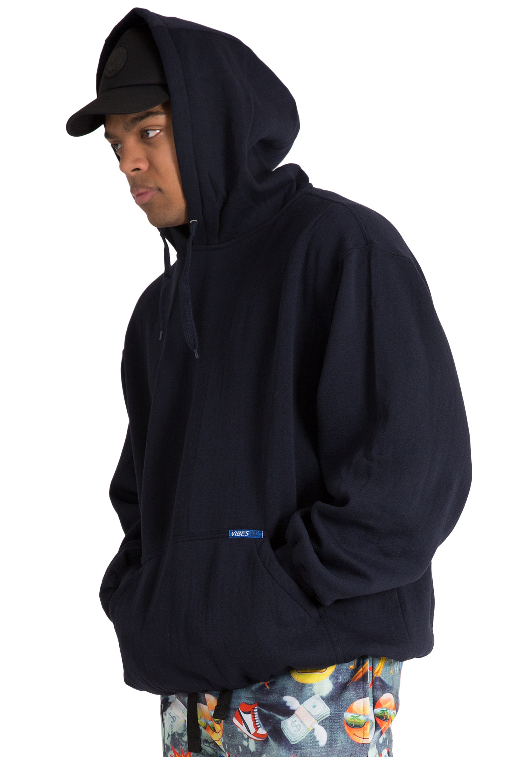 Vibes Man's Fleece Pullover Hoodie Sweatshirt With Kangaroo Pocket