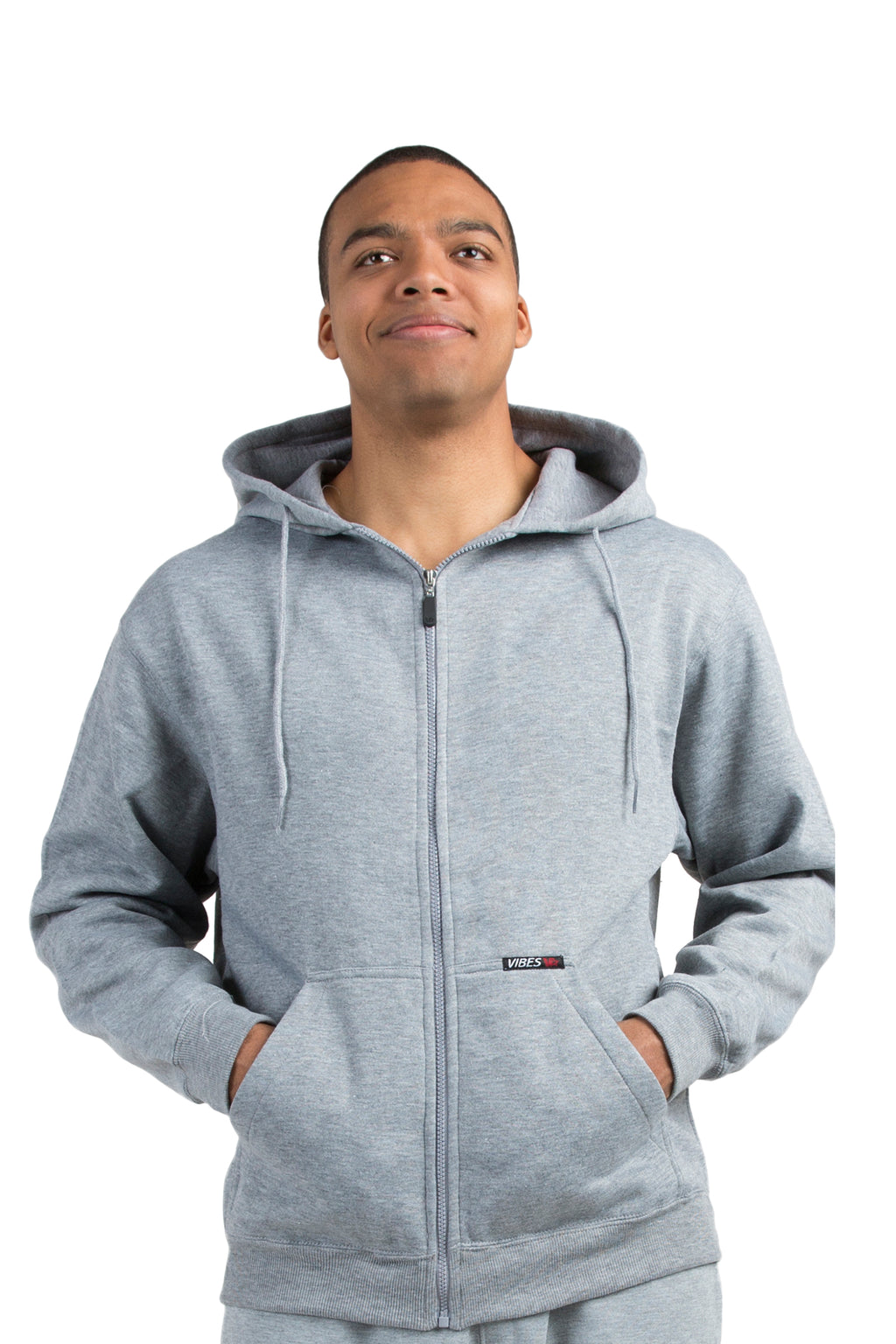 Vibes Men's Fleece Zip Up Hoodie Jackets Kangaroo Pockets Rib Bottom