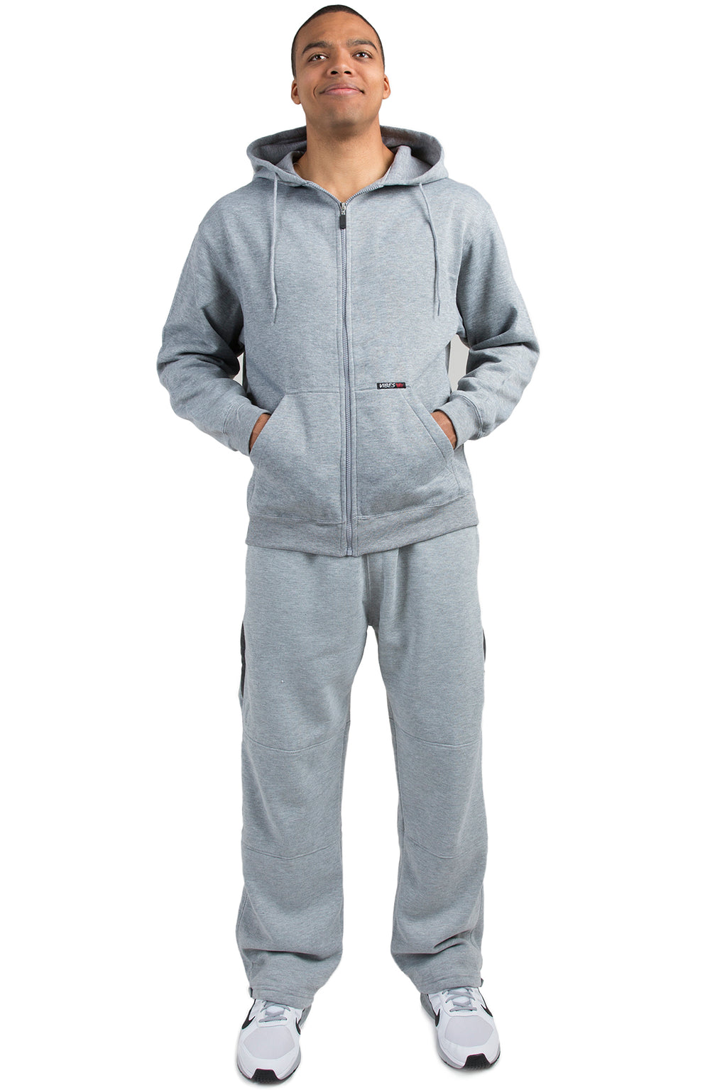 Vibes Men's Fleece Zip Up Hoodie Jackets Kangaroo Pockets Rib Bottom
