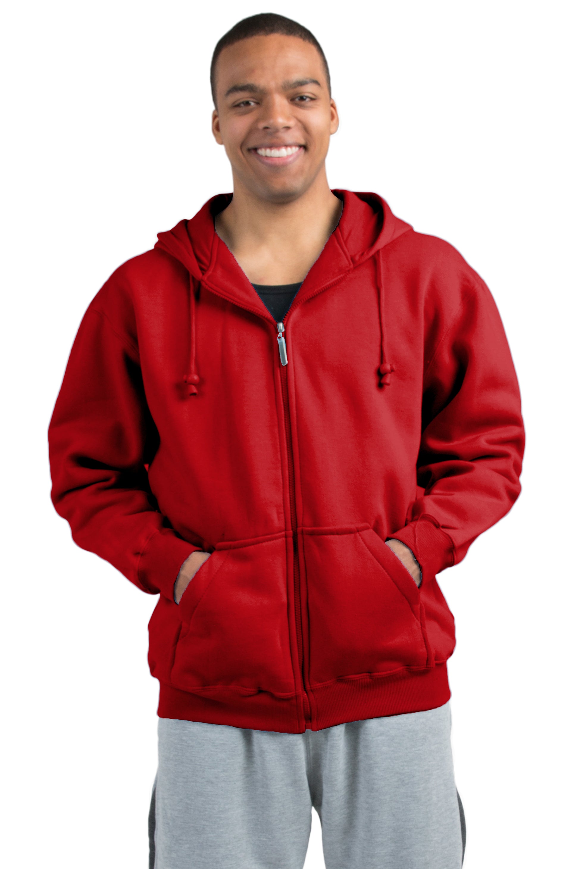 Vibes Men's Fleece Zip Up Hoodie Jackets Kangaroo Pockets Rib Bottom