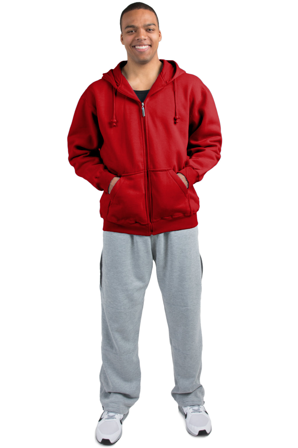 Vibes Men's Fleece Zip Up Hoodie Jackets Kangaroo Pockets Rib Bottom