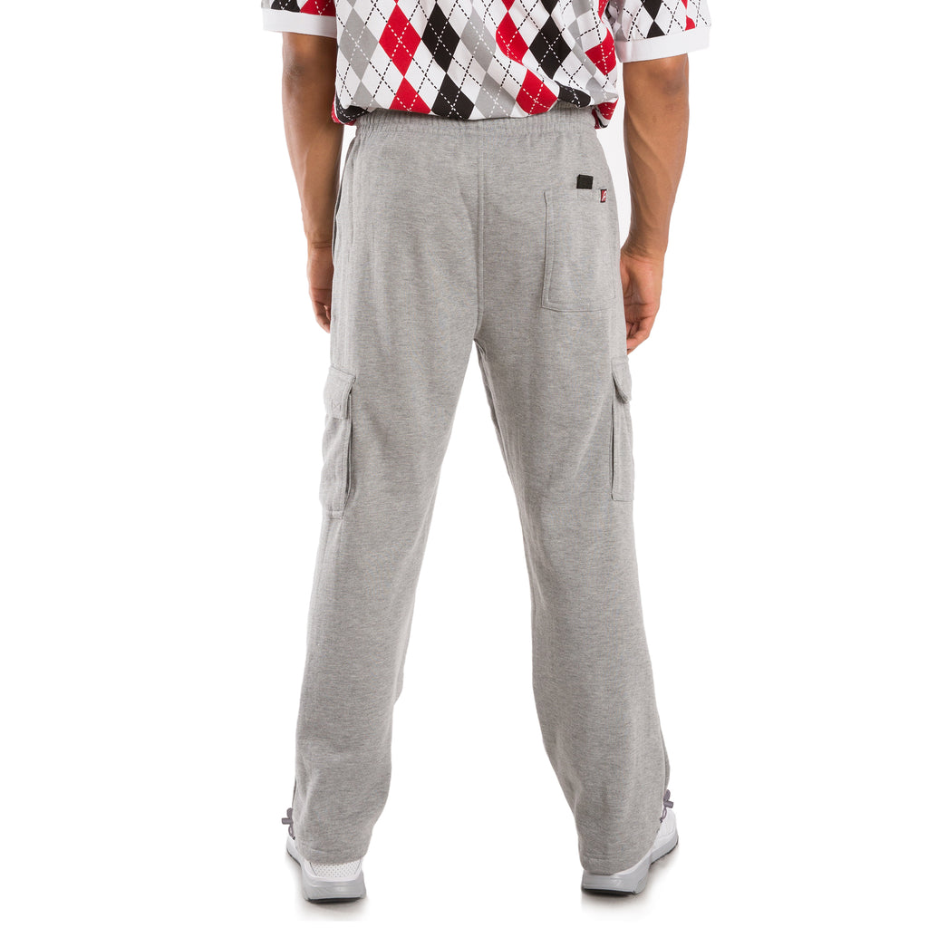 Vibes Men's Fleece Cargo Sweatpants Relaxed Fit Bungee Cord Open Bottom