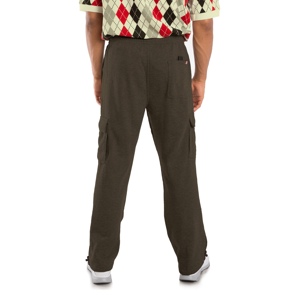 Vibes Men's Fleece Cargo Sweatpants Relaxed Fit Bungee Cord Open Bottom