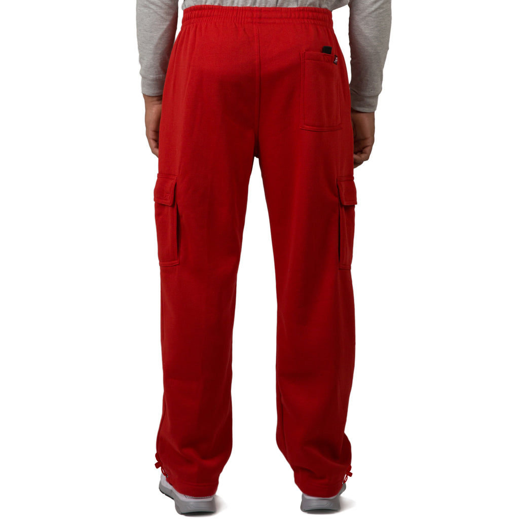 Vibes Men's Fleece Cargo Sweatpants Relaxed Fit Bungee Cord Open Bottom