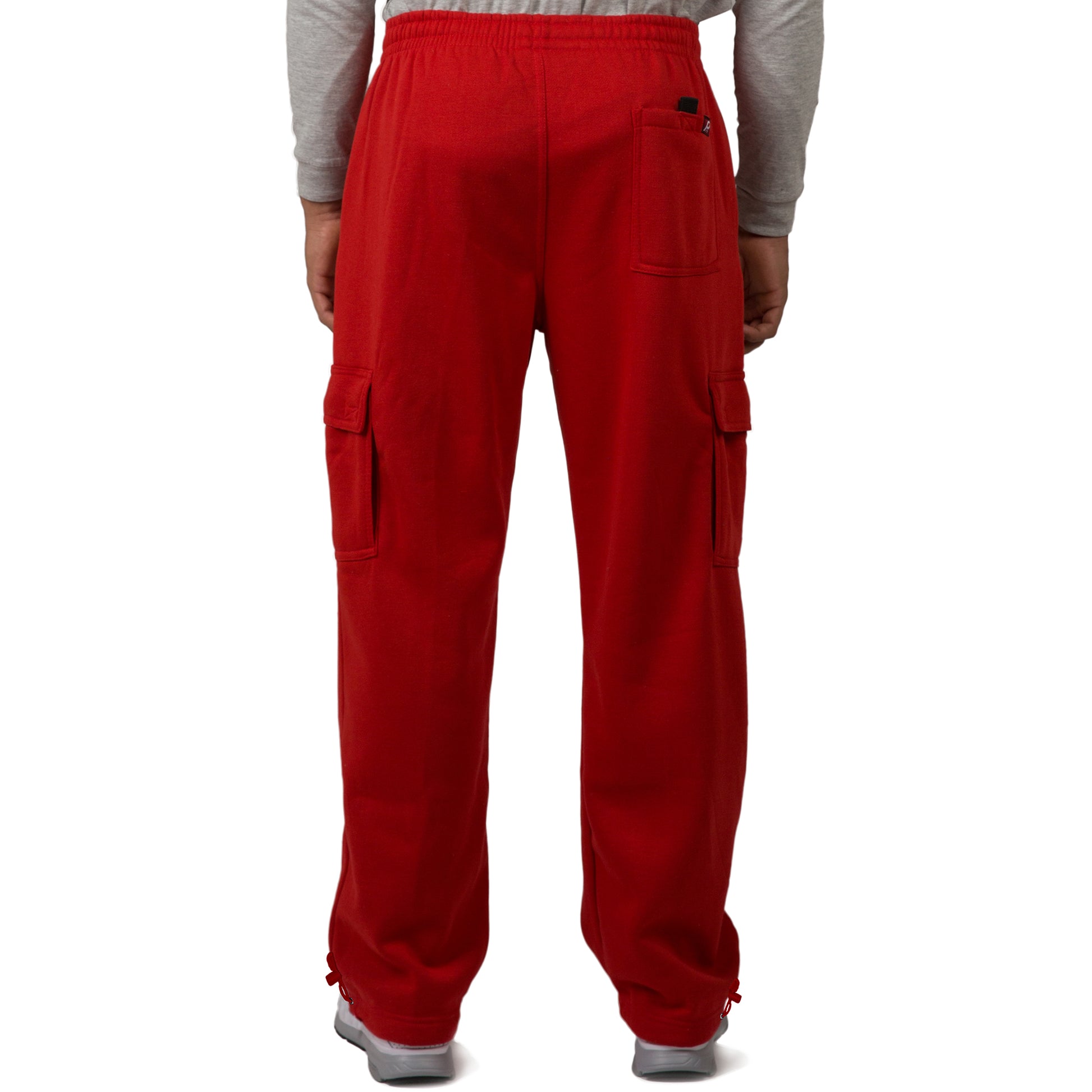 Vibes Men's Fleece Cargo Sweatpants Relaxed Fit Bungee Cord Open Bottom