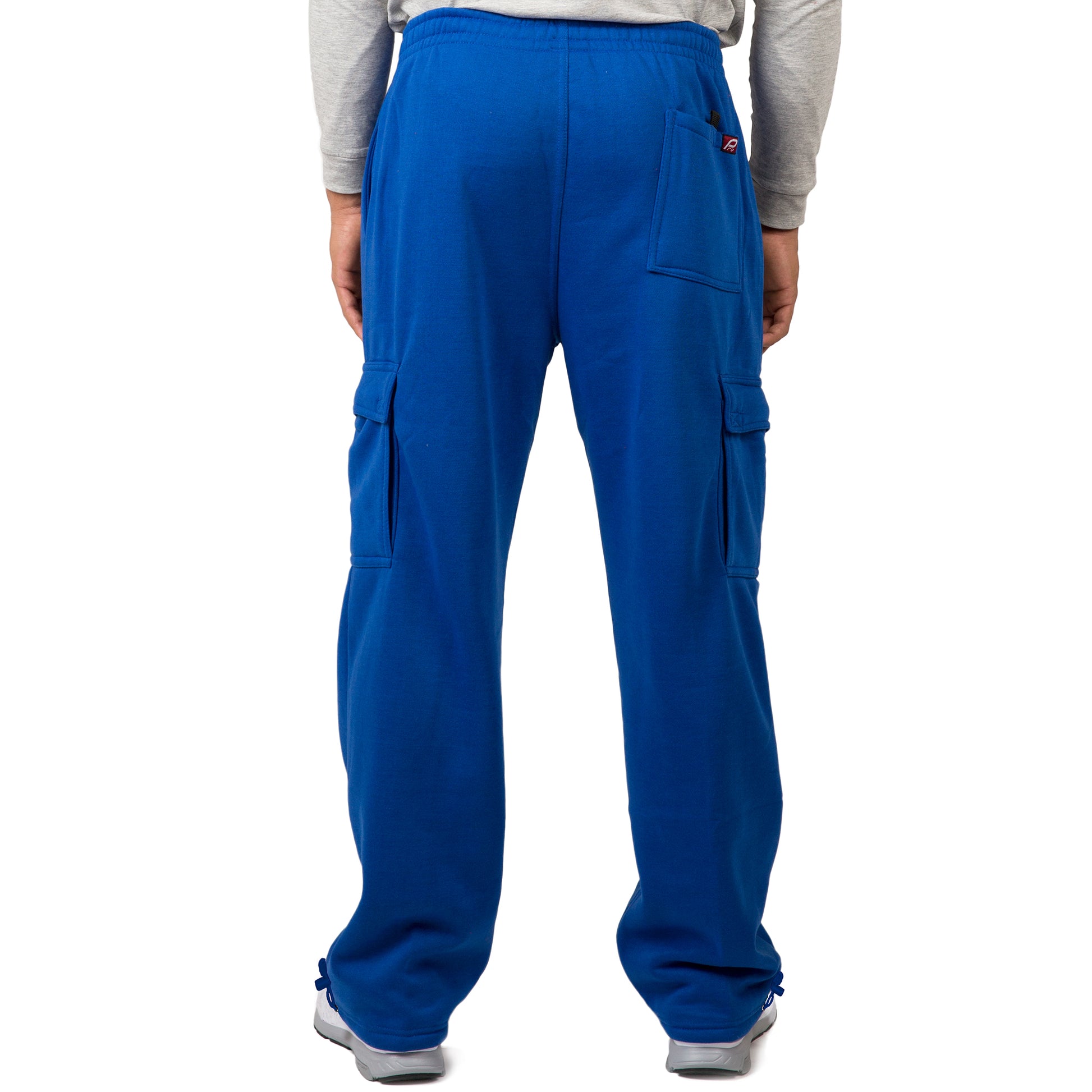 Vibes Men's Fleece Cargo Sweatpants Relaxed Fit Bungee Cord Open Bottom