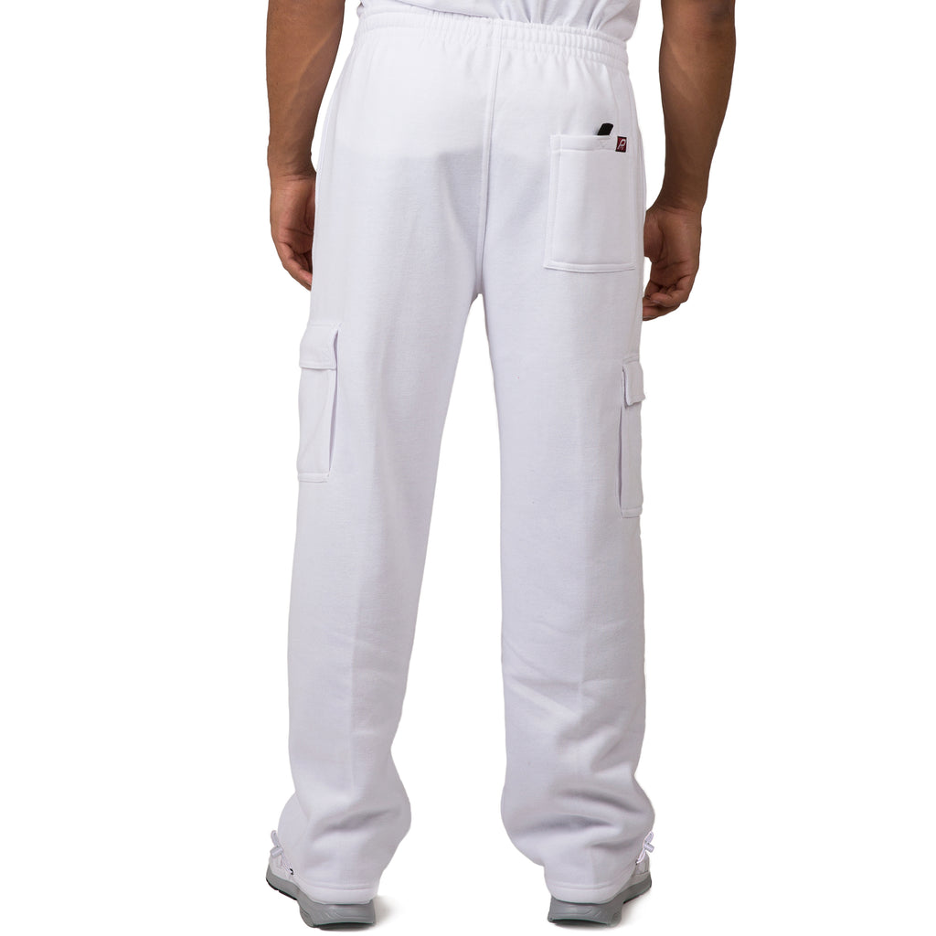 Vibes Men's Fleece Cargo Sweatpants Relaxed Fit Bungee Cord Open Bottom