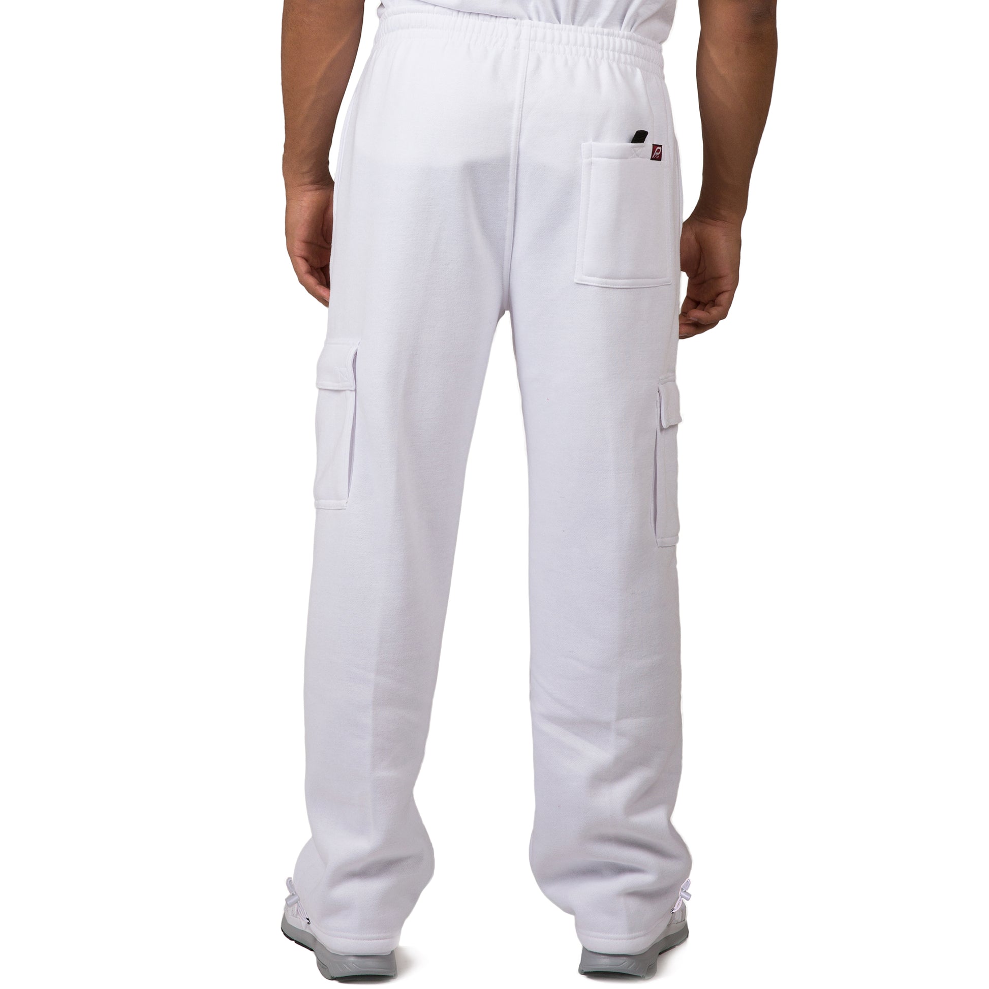 Vibes Men's Fleece Cargo Sweatpants Relaxed Fit Bungee Cord Open Bottom
