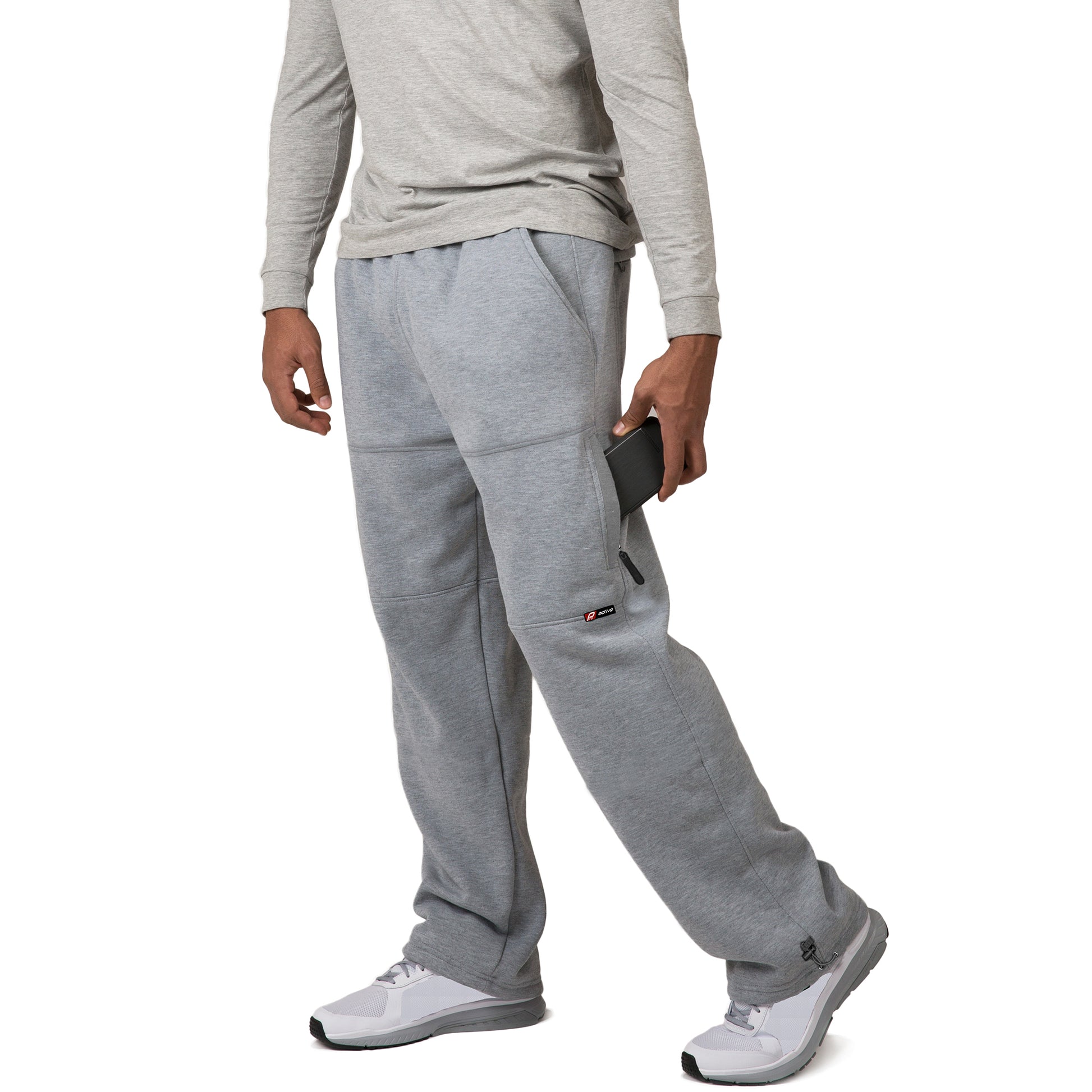Vibes Men's Cargo Zipper Pocket Sweatpants Adjustable Bungee Cord open bottom