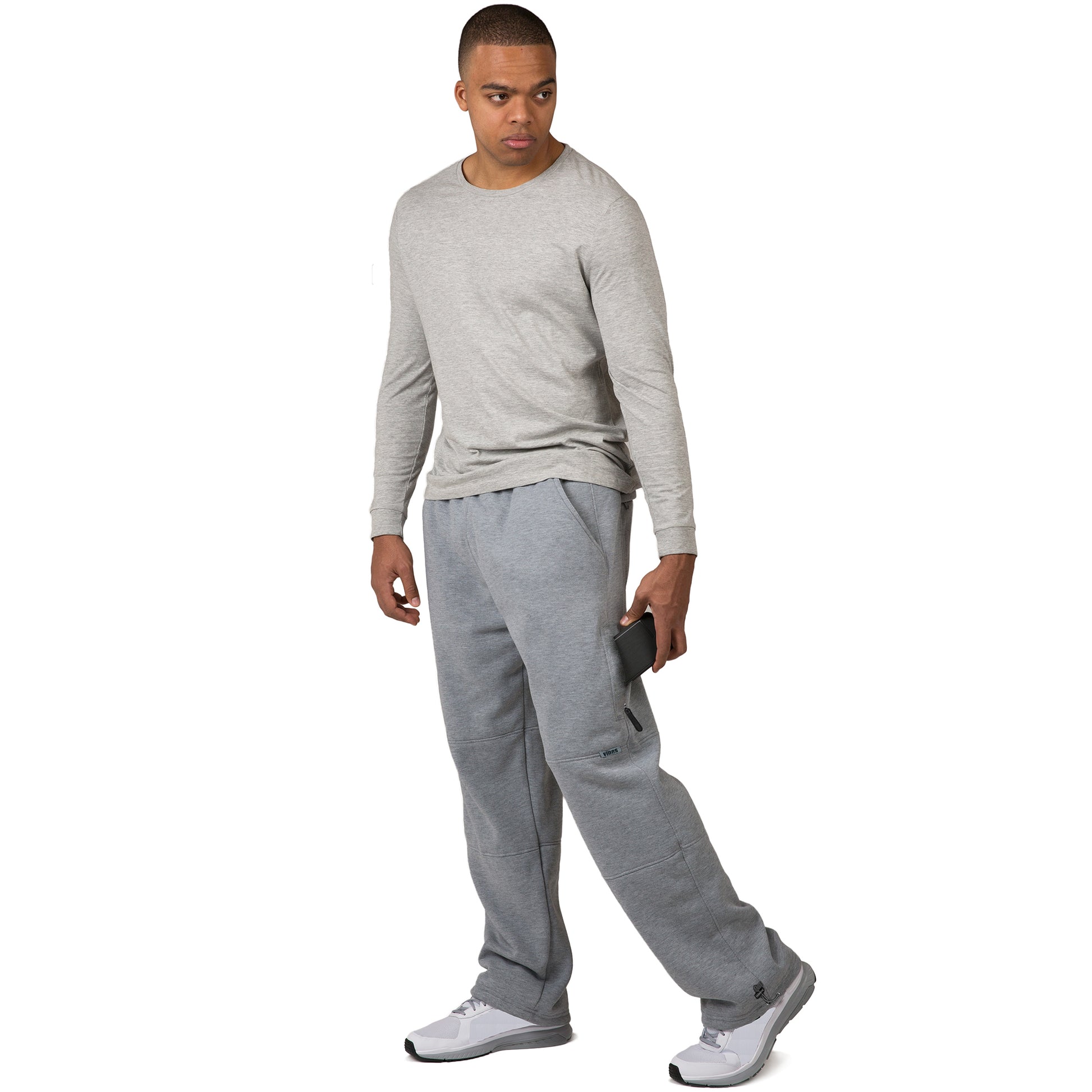 Vibes Men's Cargo Zipper Pocket Sweatpants Adjustable Bungee Cord open bottom
