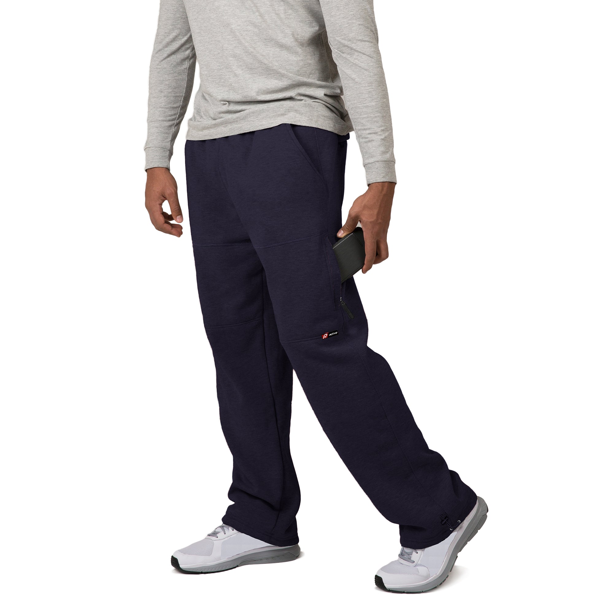 Vibes Men's Cargo Zipper Pocket Sweatpants Adjustable Bungee Cord open bottom