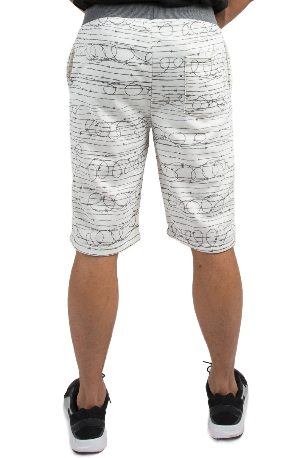 Vibes Men's Fleece Barbwire Printed Short 13" Inseam Black Rib Waistband