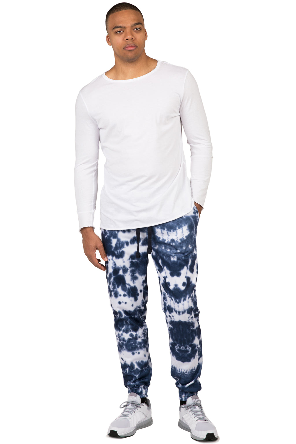 Vibes Men's Fleece Jogger Sweatpants Spotted Tie Dye Printed Elastic Cuff