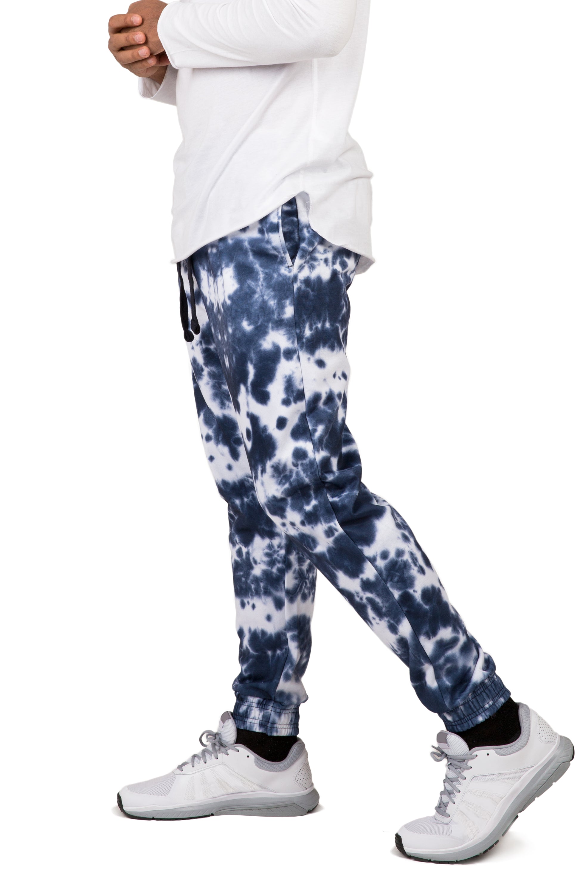 Vibes Men's Fleece Jogger Sweatpants Spotted Tie Dye Printed Elastic Cuff