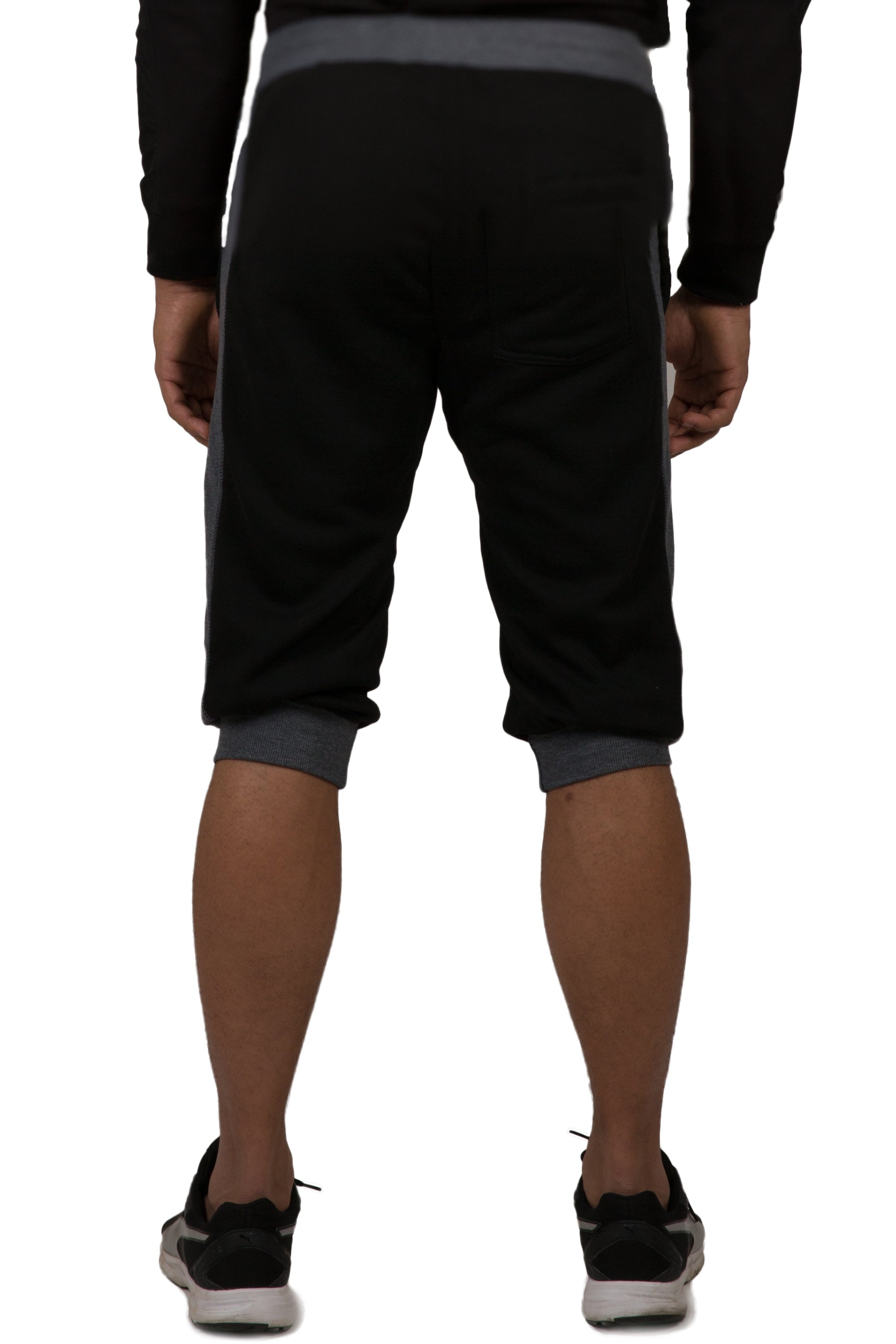 Vibes Men's Fleece Cargo Jogger Capri 18" Inseam Grey Rib Trim & Cuff