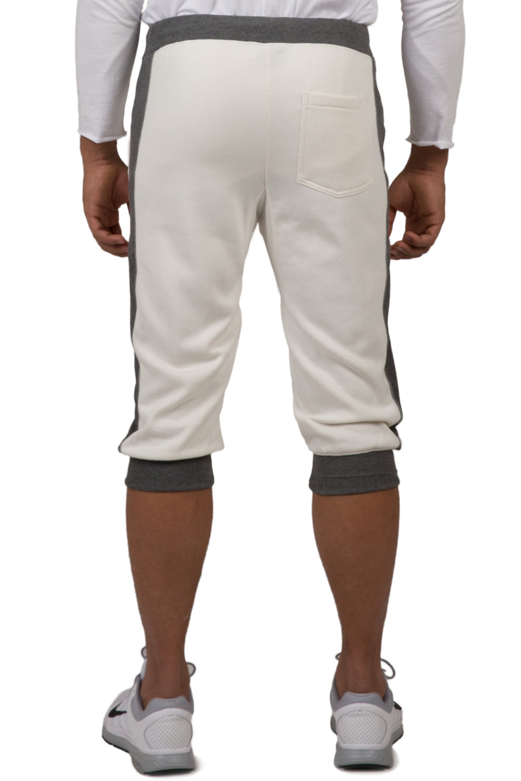 Vibes Men's Fleece Cargo Jogger Capri 18" Inseam Grey Rib Trim & Cuff