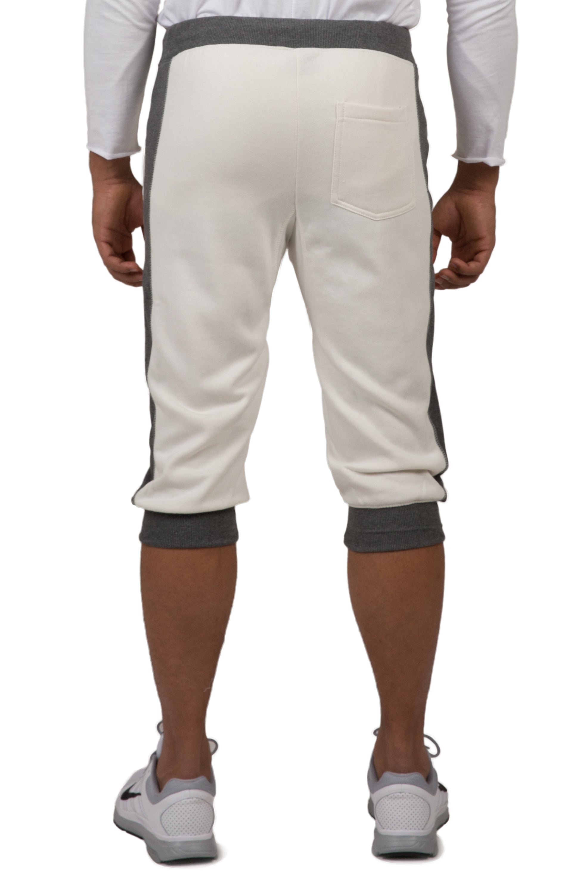 Vibes Men's Fleece Cargo Jogger Capri 18" Inseam Grey Rib Trim & Cuff
