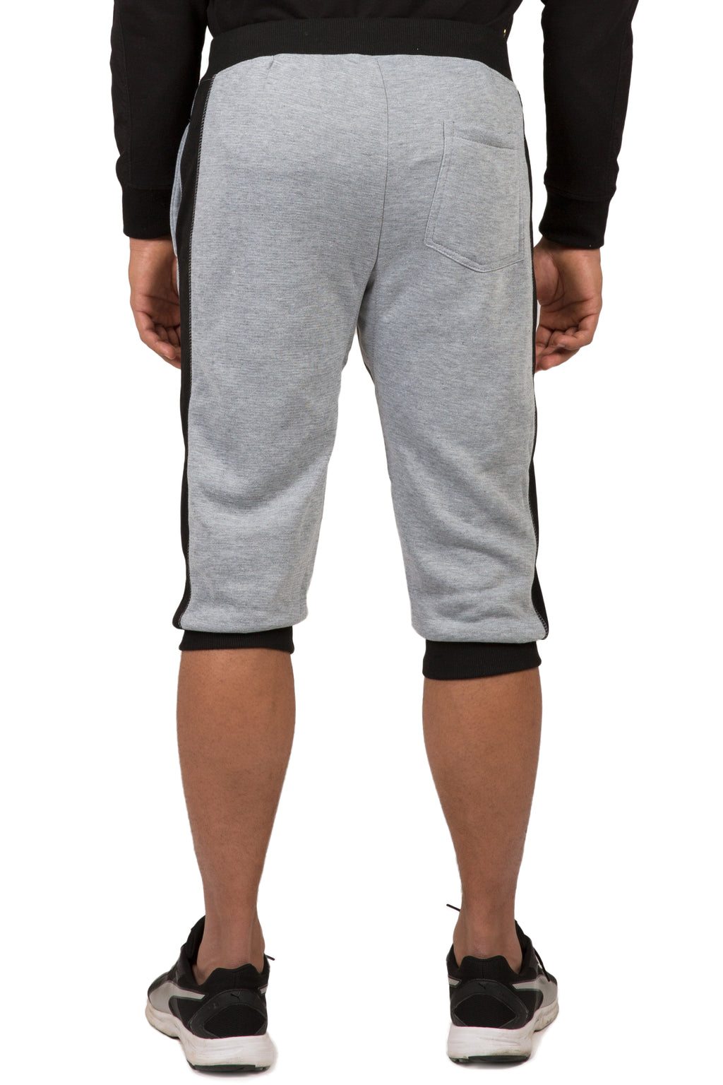 Vibes Men's Fleece Cargo Jogger Capri 18" Inseam Grey Rib Trim & Cuff