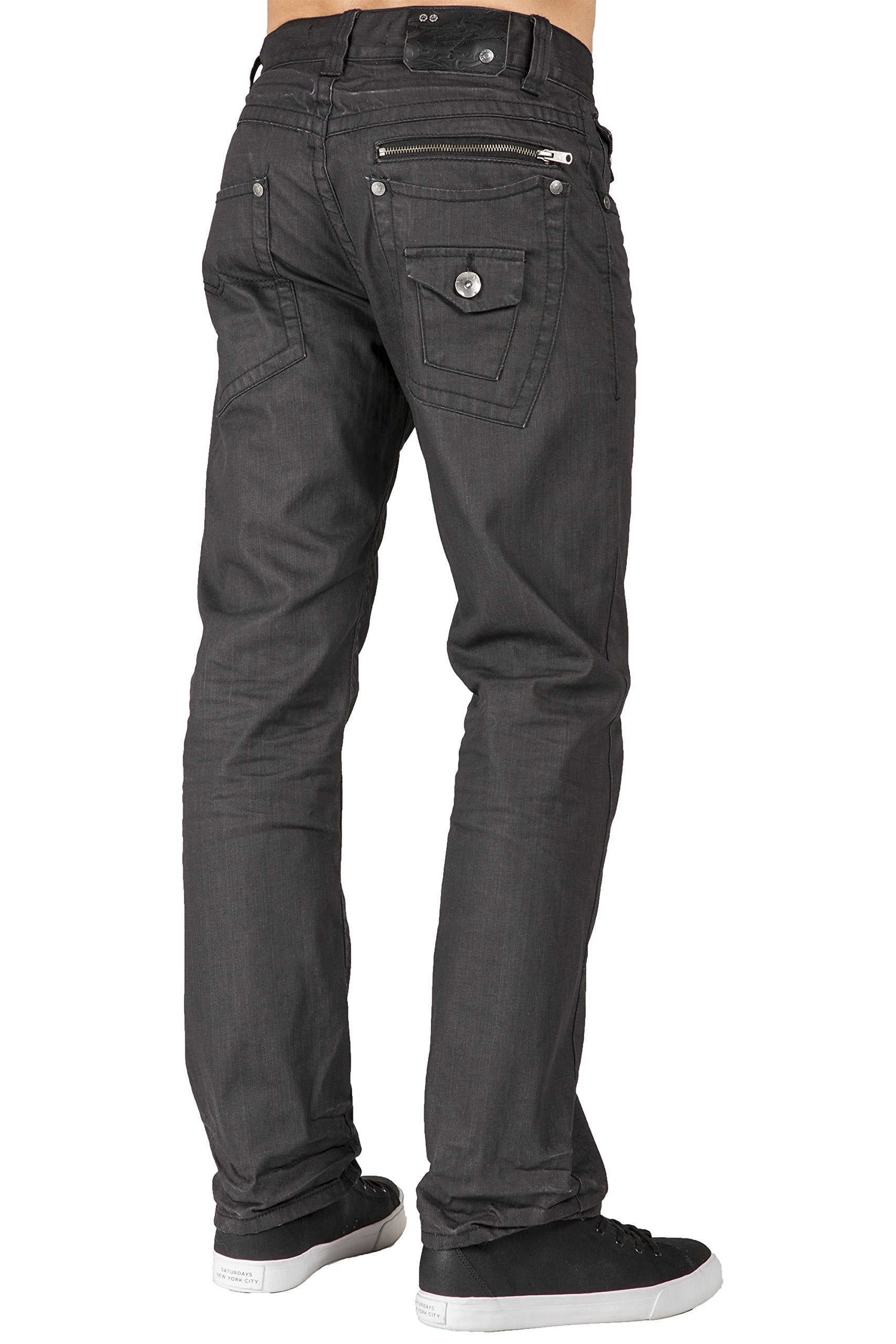 Level 7 Men's Relaxed Straight Leg Premium Denim Jeans Dark Vintage Hand Sanding