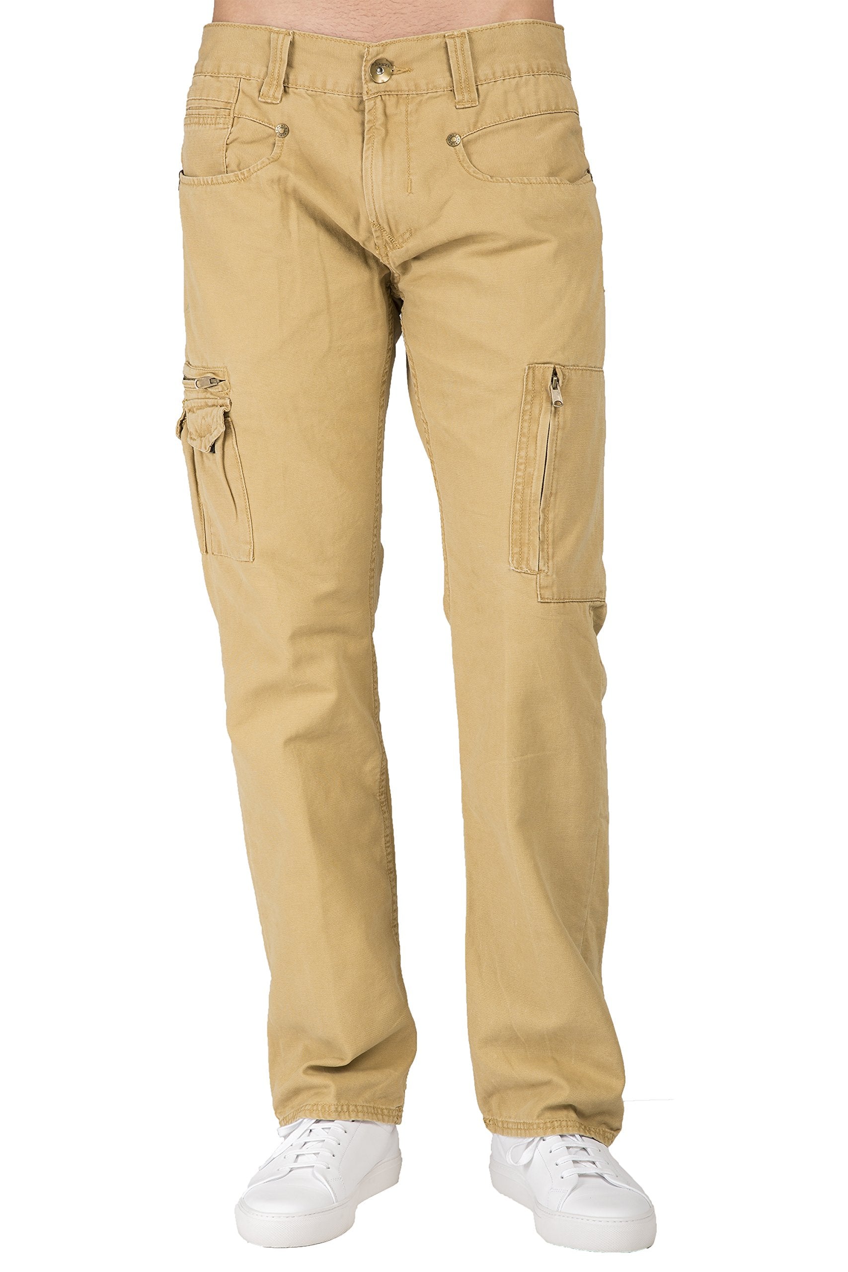 Level 7 Men's Relaxed Straight Canvas Premium Jeans Utility Zipper Pocket