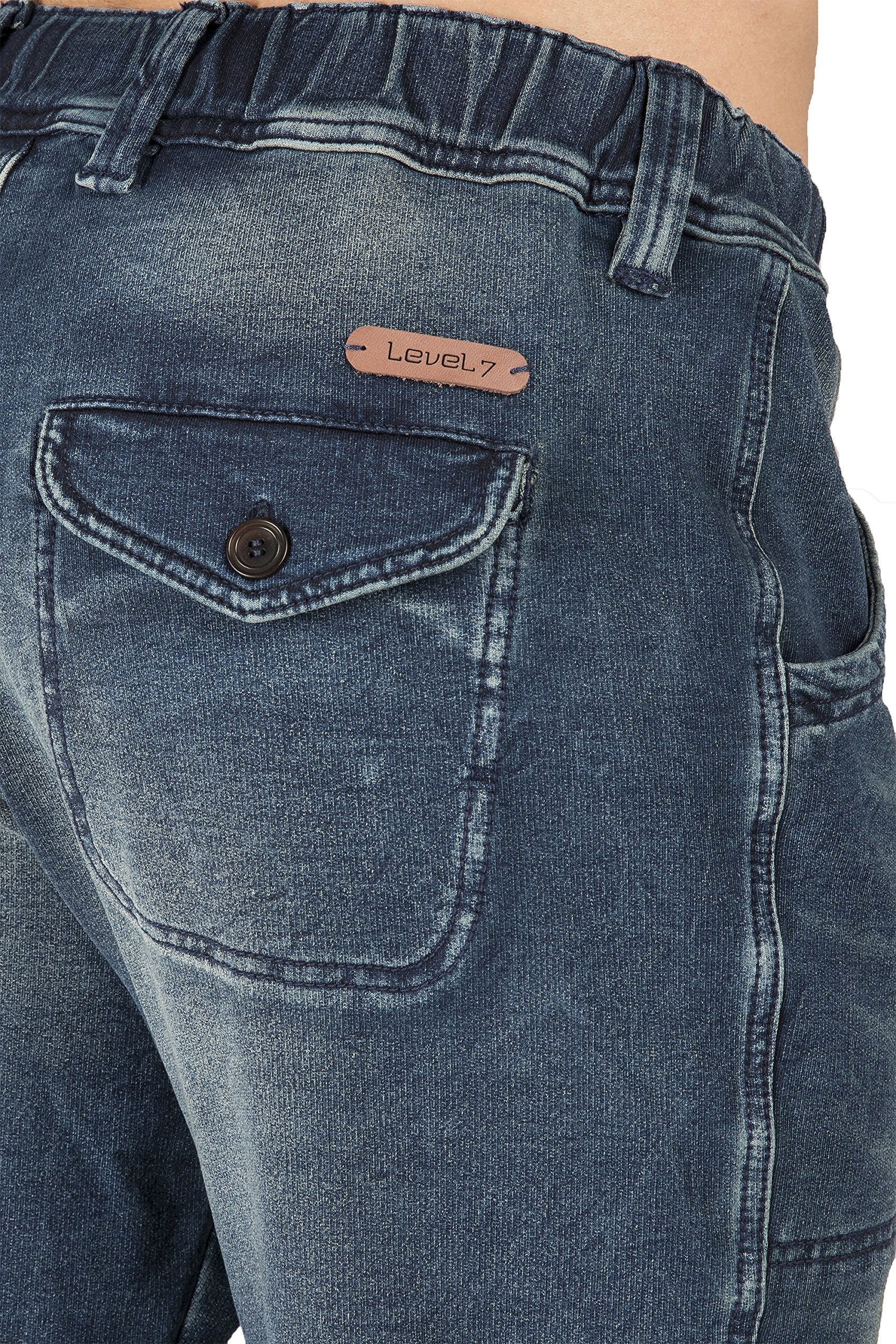 Level 7 Men's Premium Knit Denim Jogger Jeans Drop Crotch