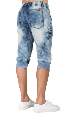 Level 7 Men's Jogger Capris Denim Shorts Medium Clouded Blue 18" Inseam