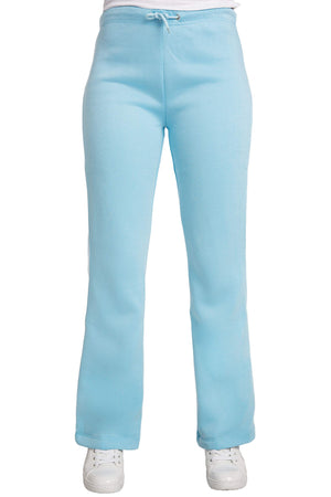 Sweet Vibes Womens Fleece Sweatpants Flare Bottom Contrast Piping Drawstring