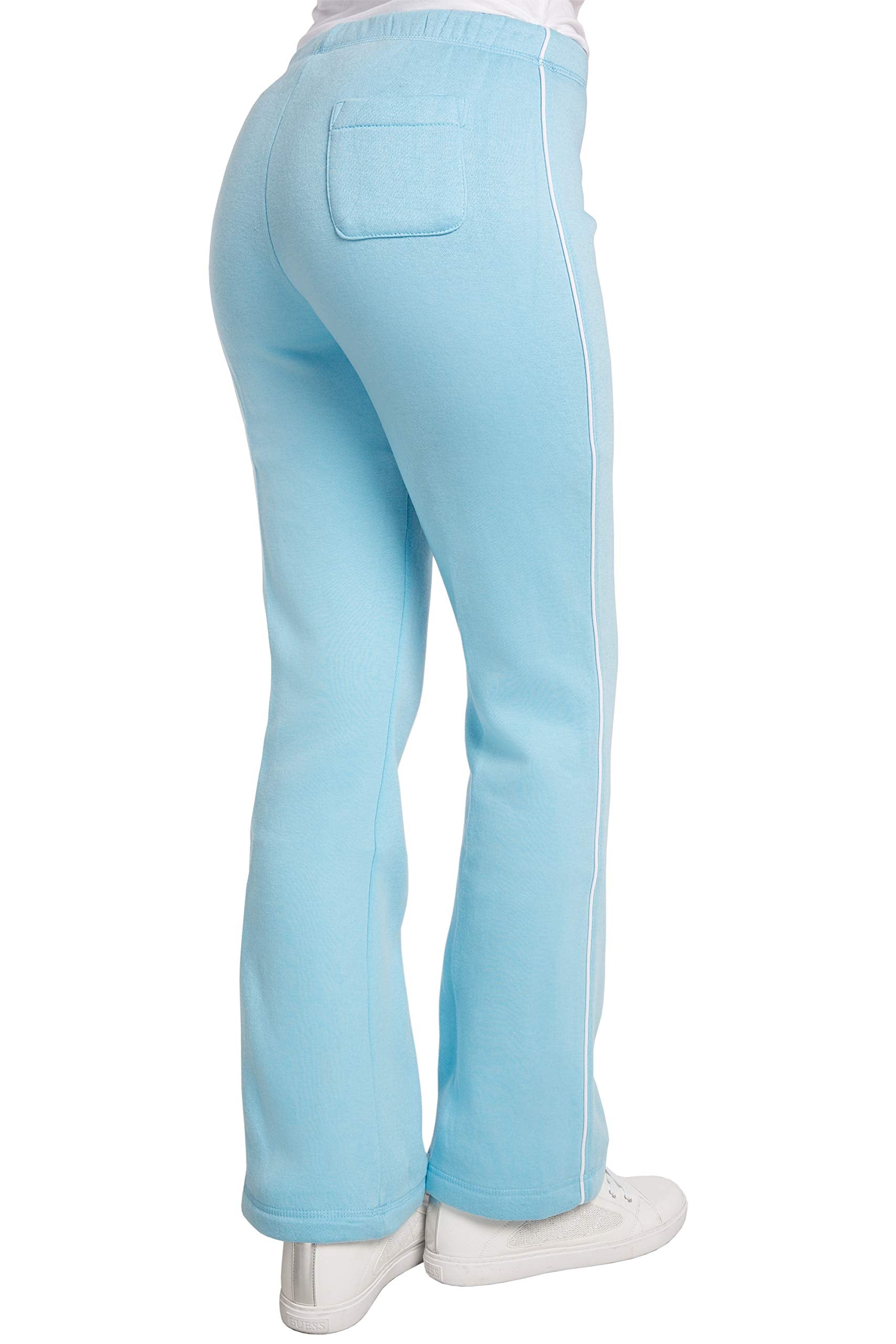 Sweet Vibes Womens Fleece Sweatpants Flare Bottom Contrast Piping Drawstring