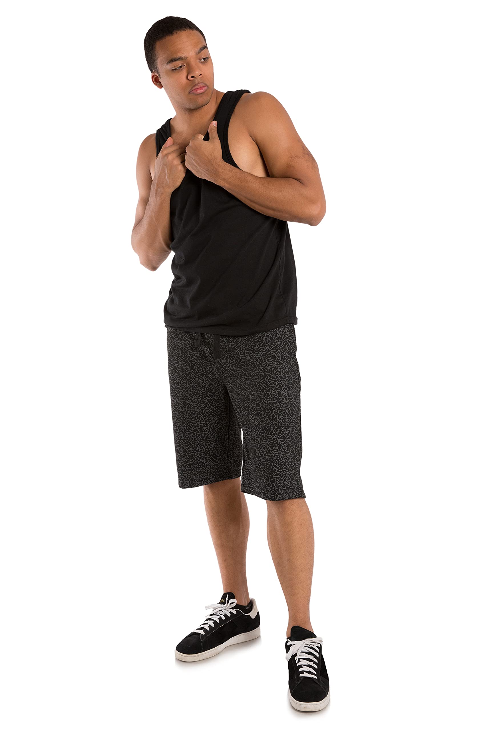 Vibes Men's Shorts All Over Print Elastic Waist & Bottom