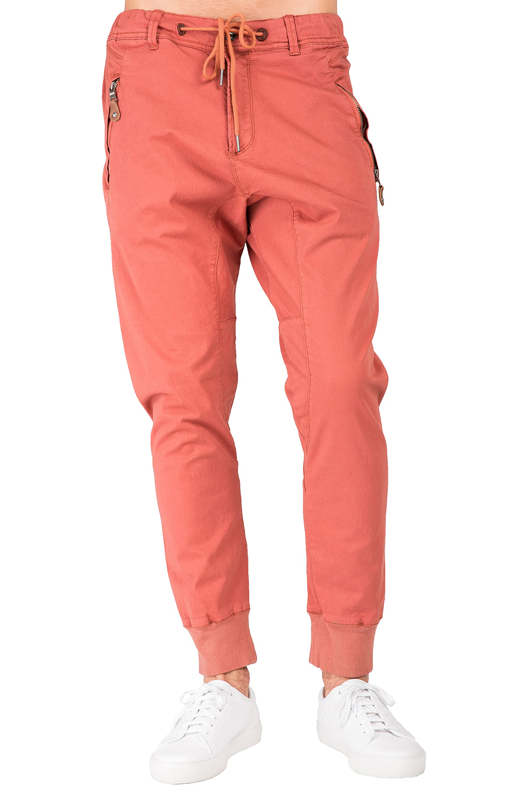 Level 7 Mens Ecru Premium Stretch Twill Drop Crotch Jogger Jeans