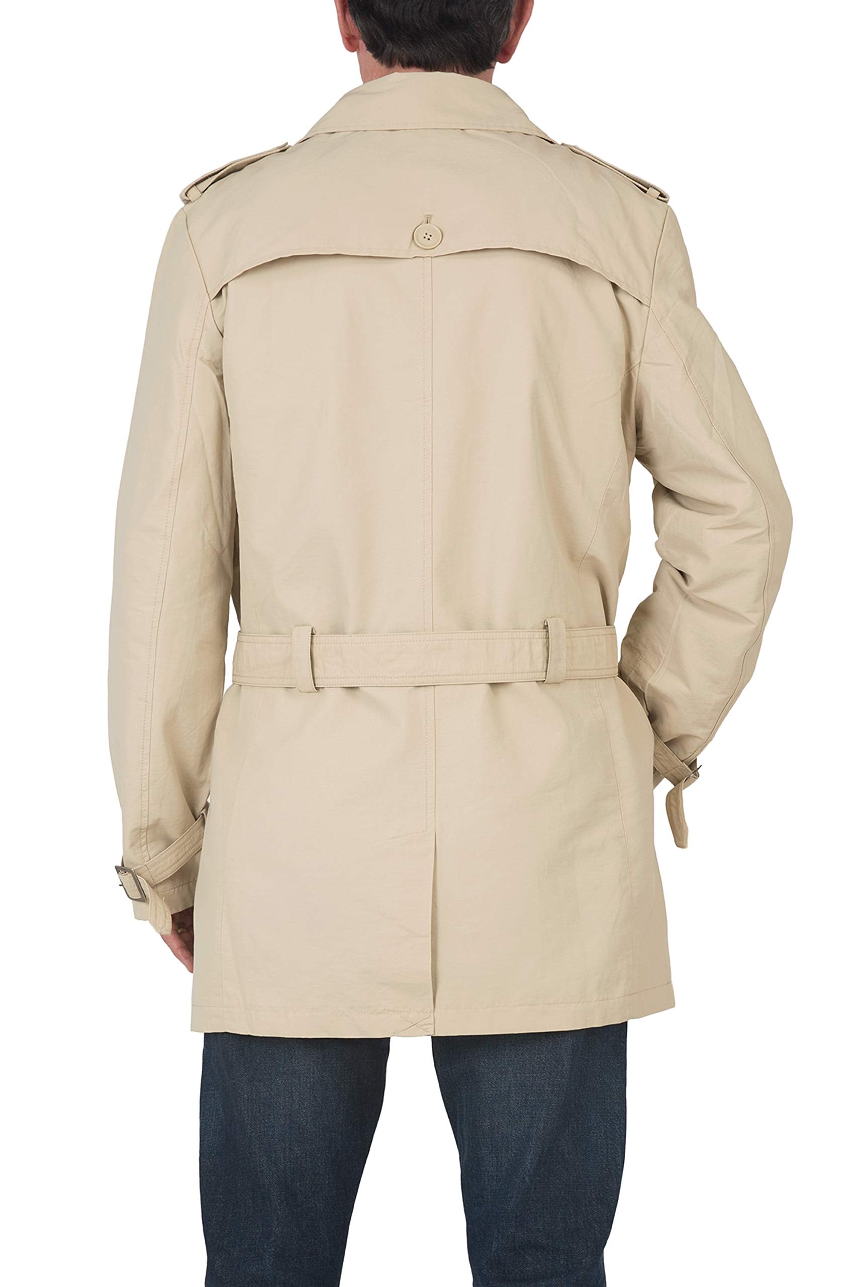 VIBES Men's Double Breasted Belted Trench Coat