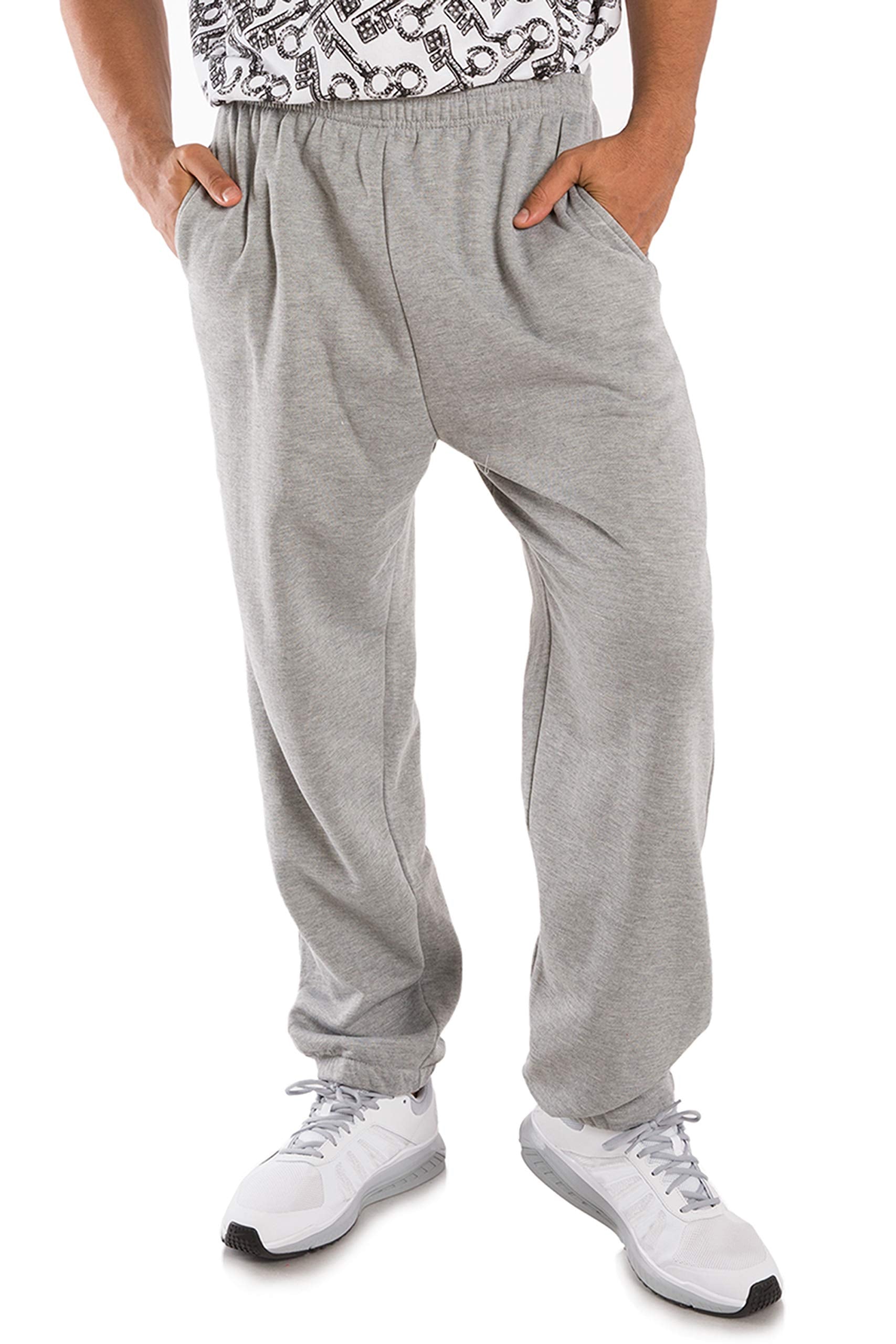 VIBES Men's Fleece Sweatpants Elastic Waistband & Bottom Relaxed Fit
