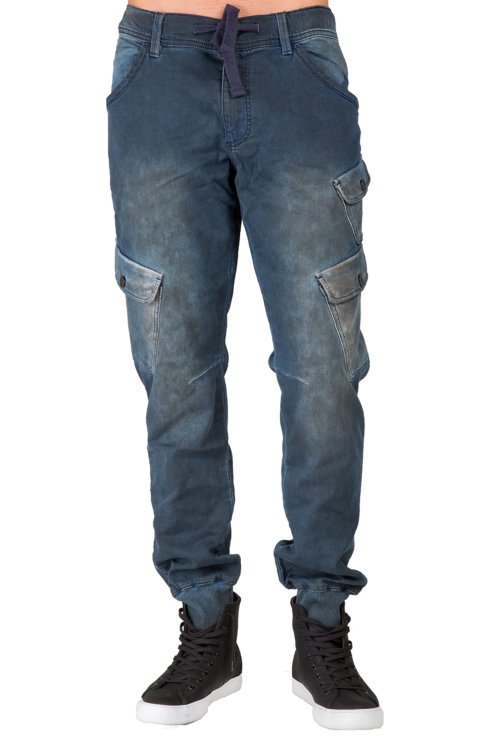 Level 7 Men's Premium Knit Denim Jogger Jeans Drop Crotch