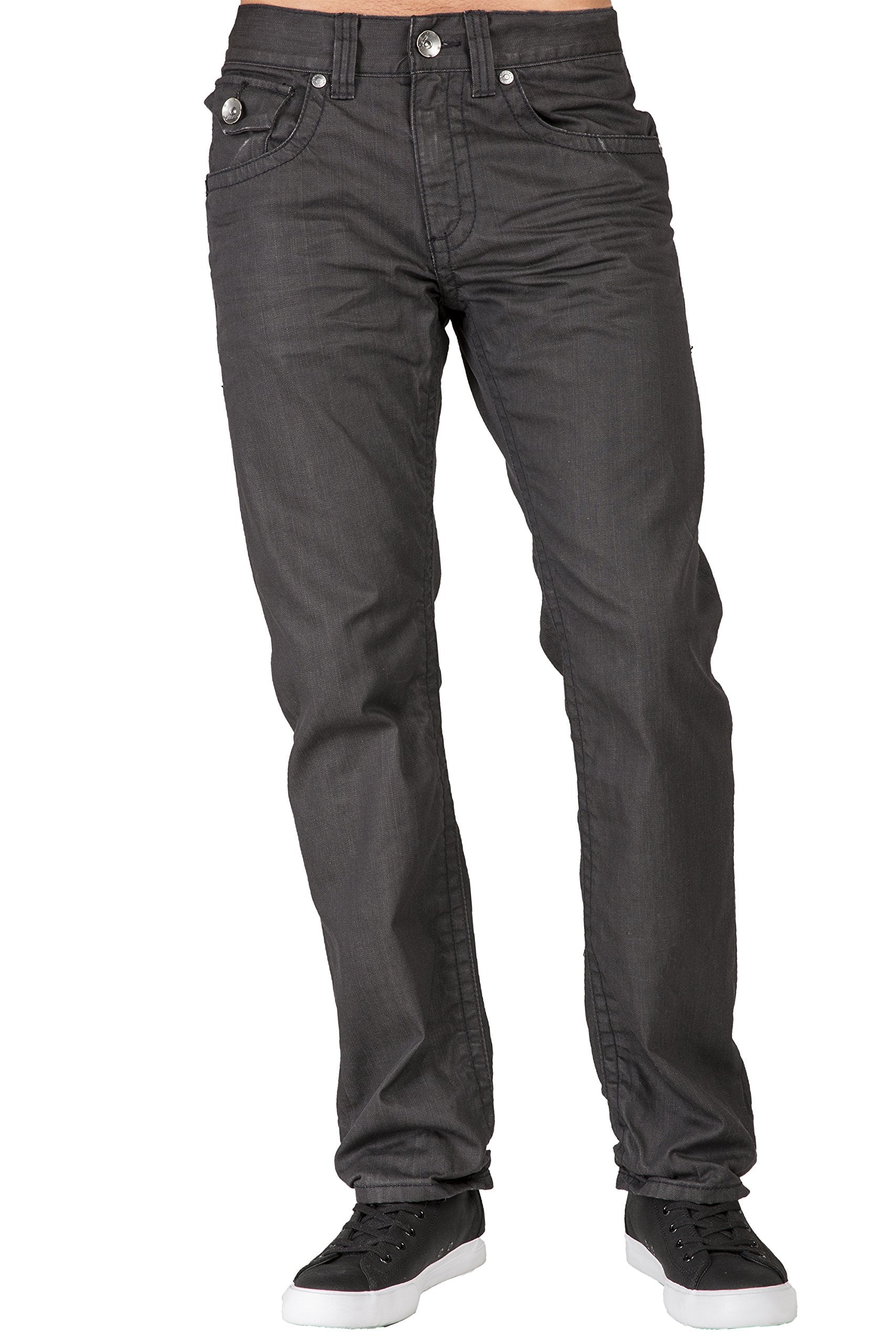 Level 7 Men's Relaxed Straight Leg Premium Denim Jeans Dark Vintage Hand Sanding