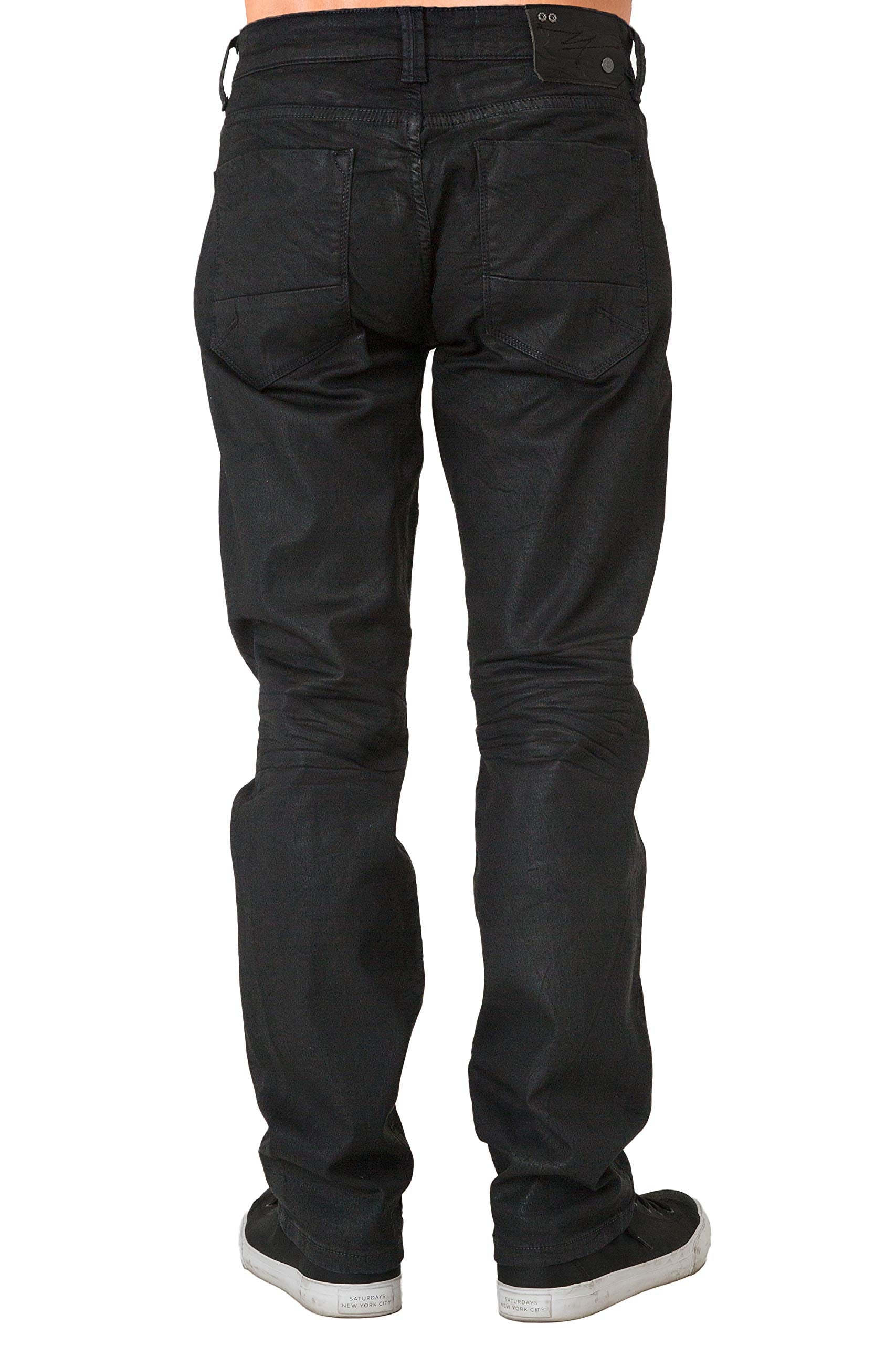 Level 7 Men's Relaxed Straight Premium Denim Jeans Black Coated