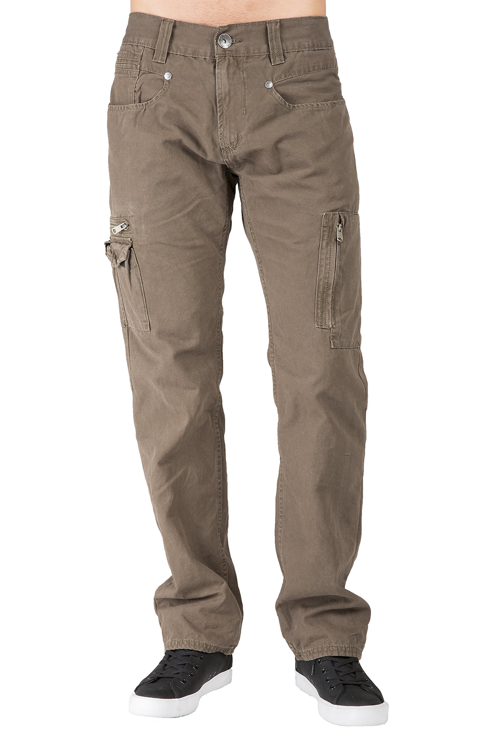Level 7 Men's Relaxed Straight Canvas Premium Jeans Utility Zipper Pocket