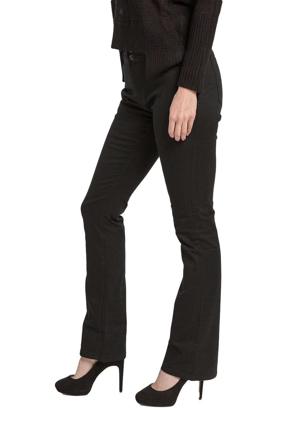 Miss Halladay Women's Black Stretch Denim Skinny Bootcut Jeans Midrise