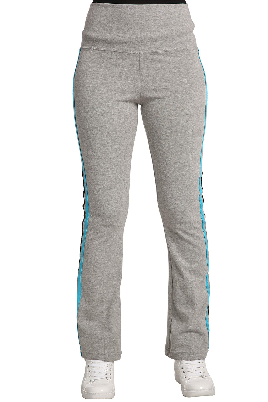Sweet Vibes Women's Stretch Rib Flare Bottom Yoga Pants High Waist Double Seam Stripes