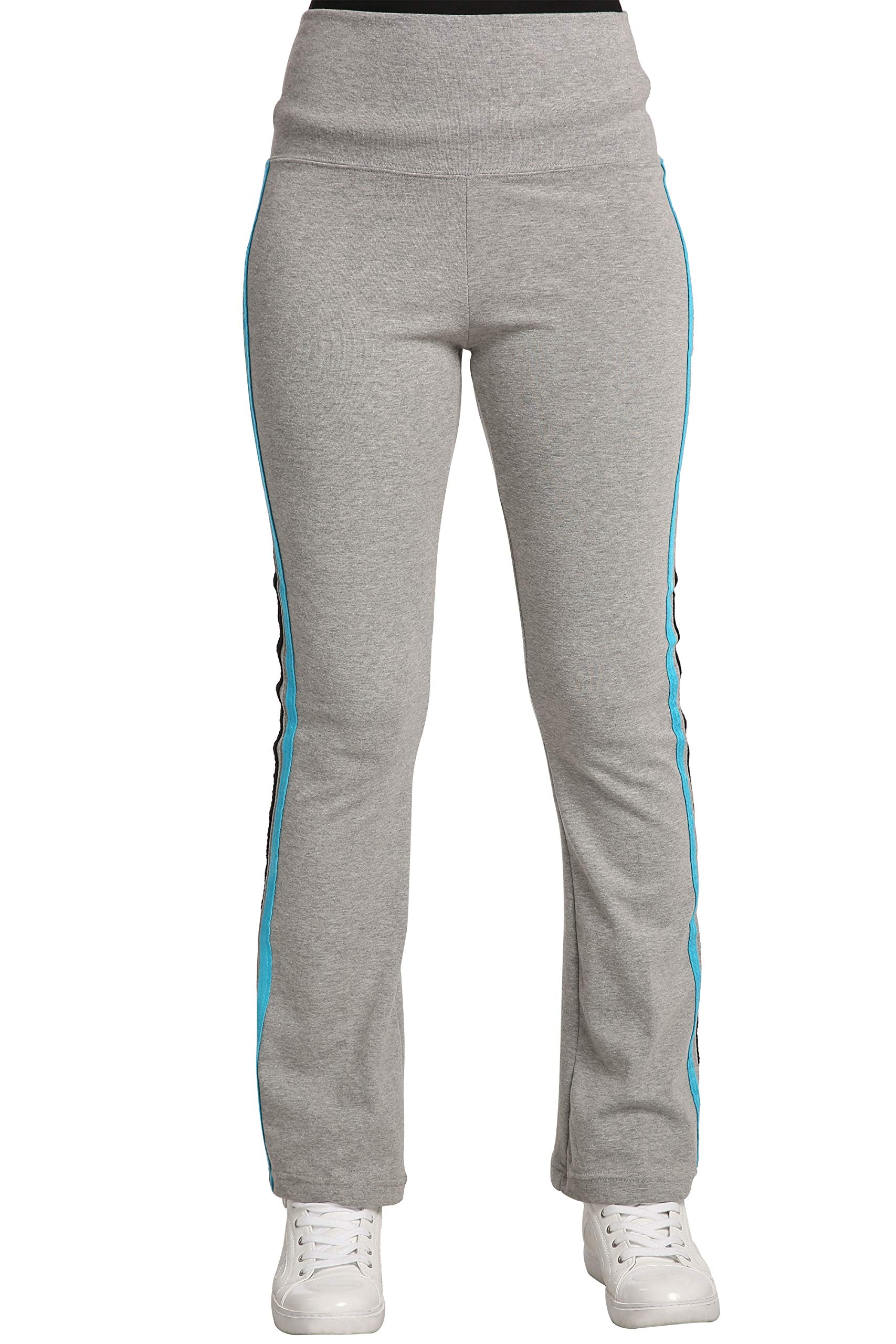 Sweet Vibes Women's Stretch Rib Flare Bottom Yoga Pants High Waist Double Seam Stripes