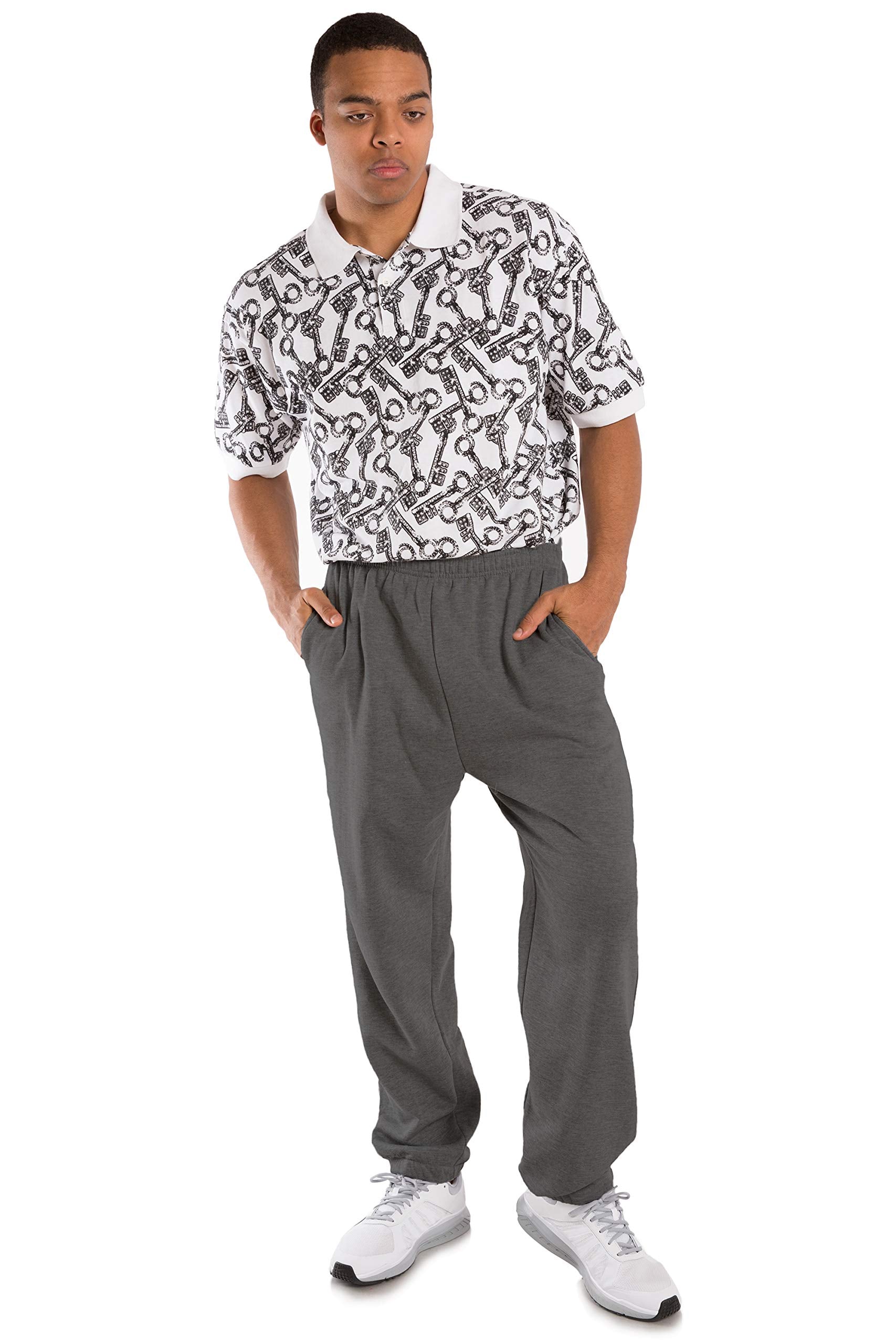 VIBES Men's Fleece Sweatpants Elastic Waistband & Bottom Relaxed Fit