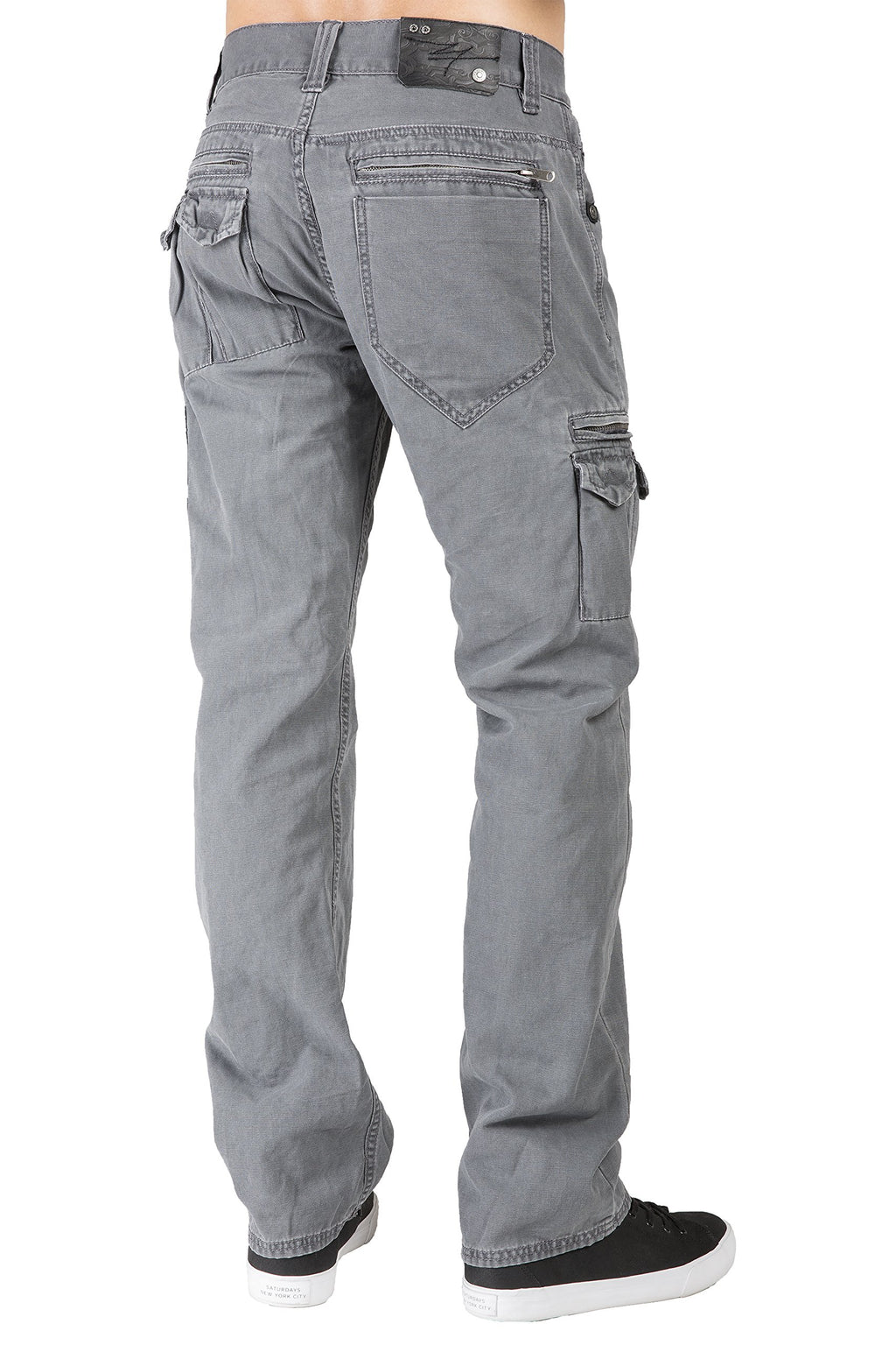 Level 7 Men's Relaxed Straight Canvas Premium Jeans Utility Zipper Pocket