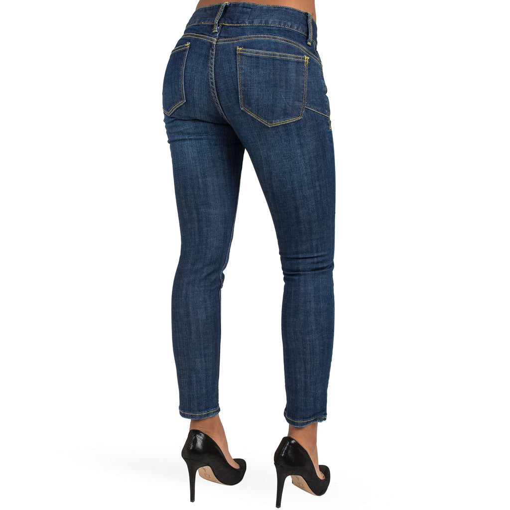 Miss Halladay Women's Stretch Denim Skinny Ankle Jeans Midrise 2-Button Waist