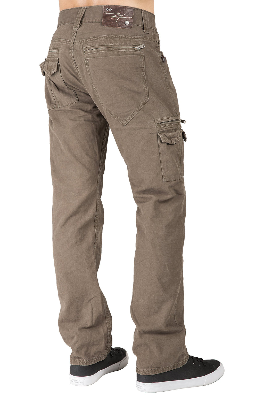 Level 7 Men's Relaxed Straight Canvas Premium Jeans Utility Zipper Pocket
