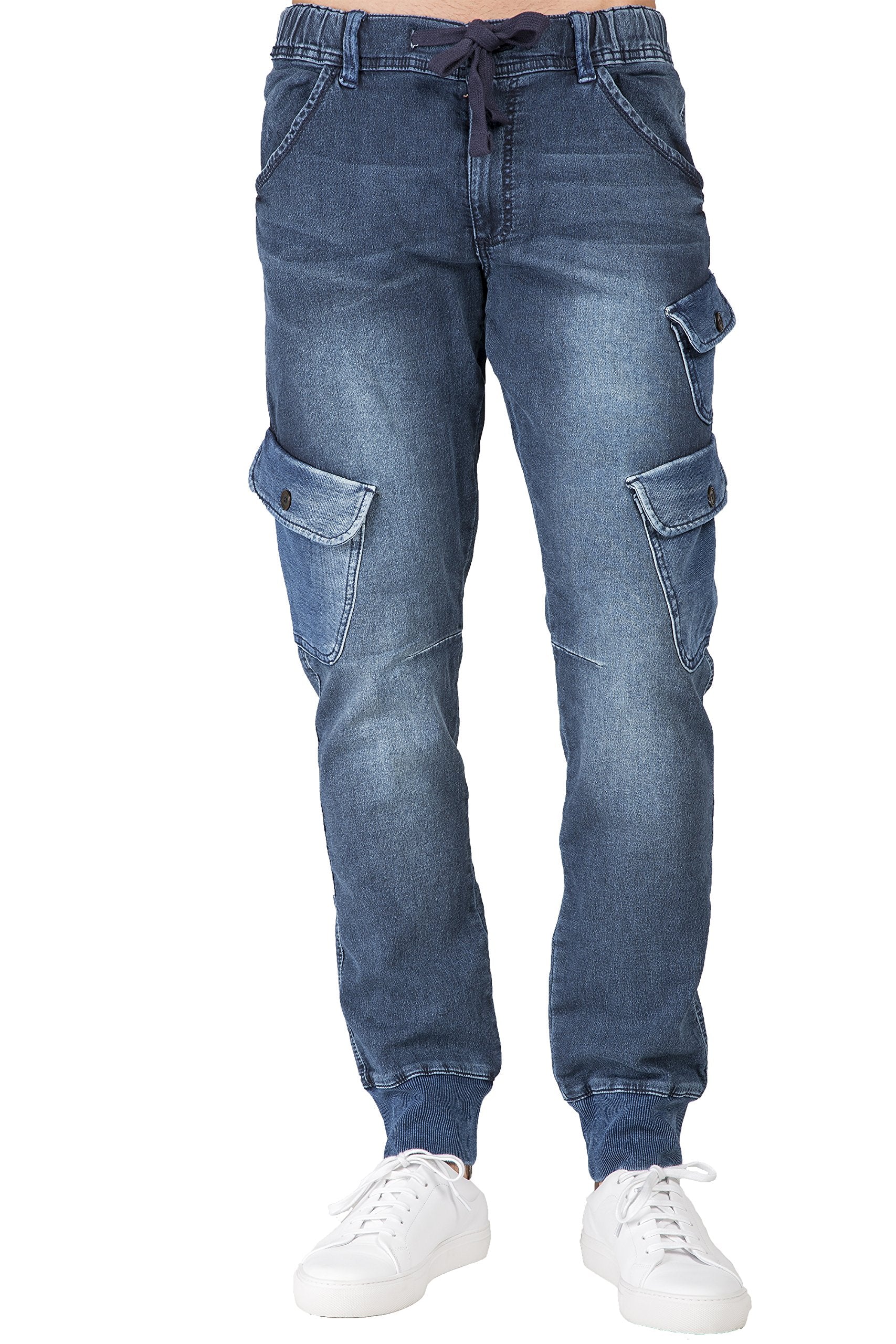 Level 7 Men's Premium Knit Denim Jogger Jeans Drop Crotch