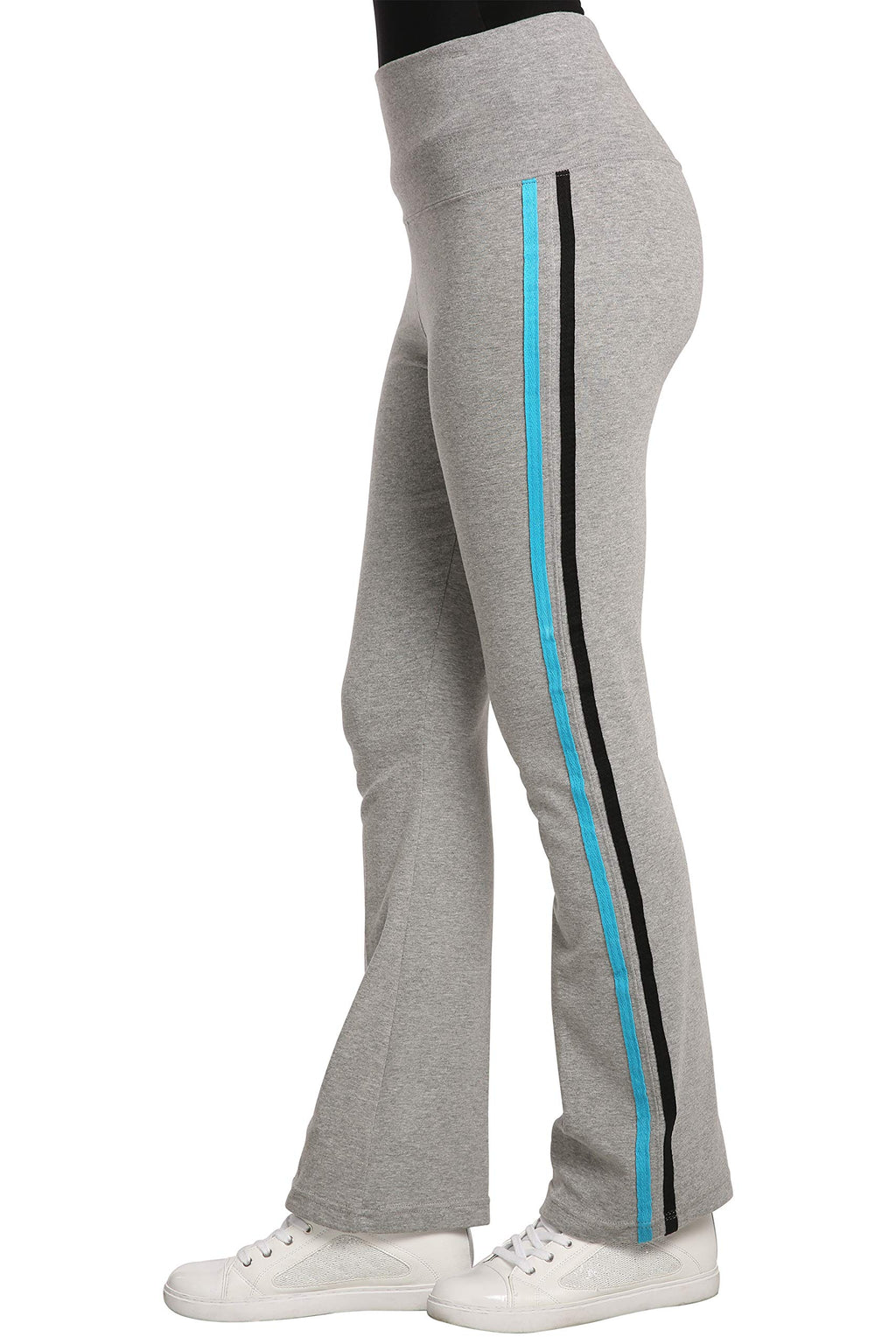 Sweet Vibes Women's Stretch Rib Flare Bottom Yoga Pants High Waist Double Seam Stripes