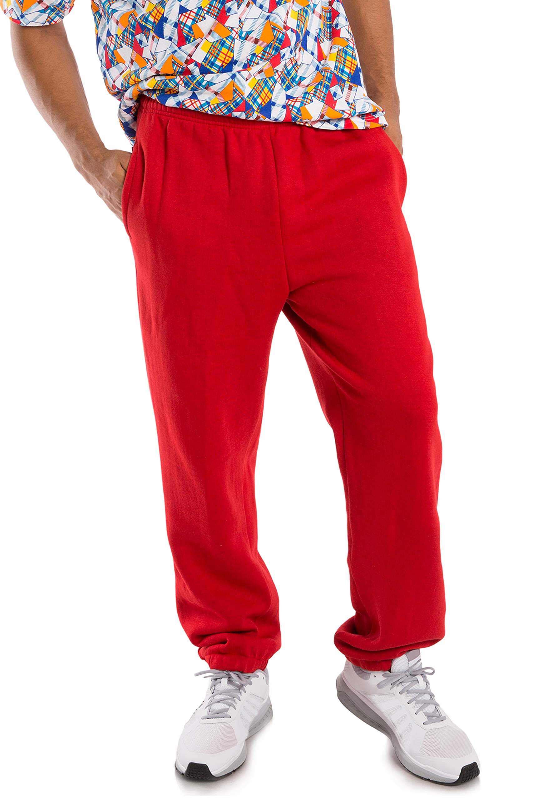 VIBES Men's Fleece Sweatpants Elastic Waistband & Bottom Relaxed Fit