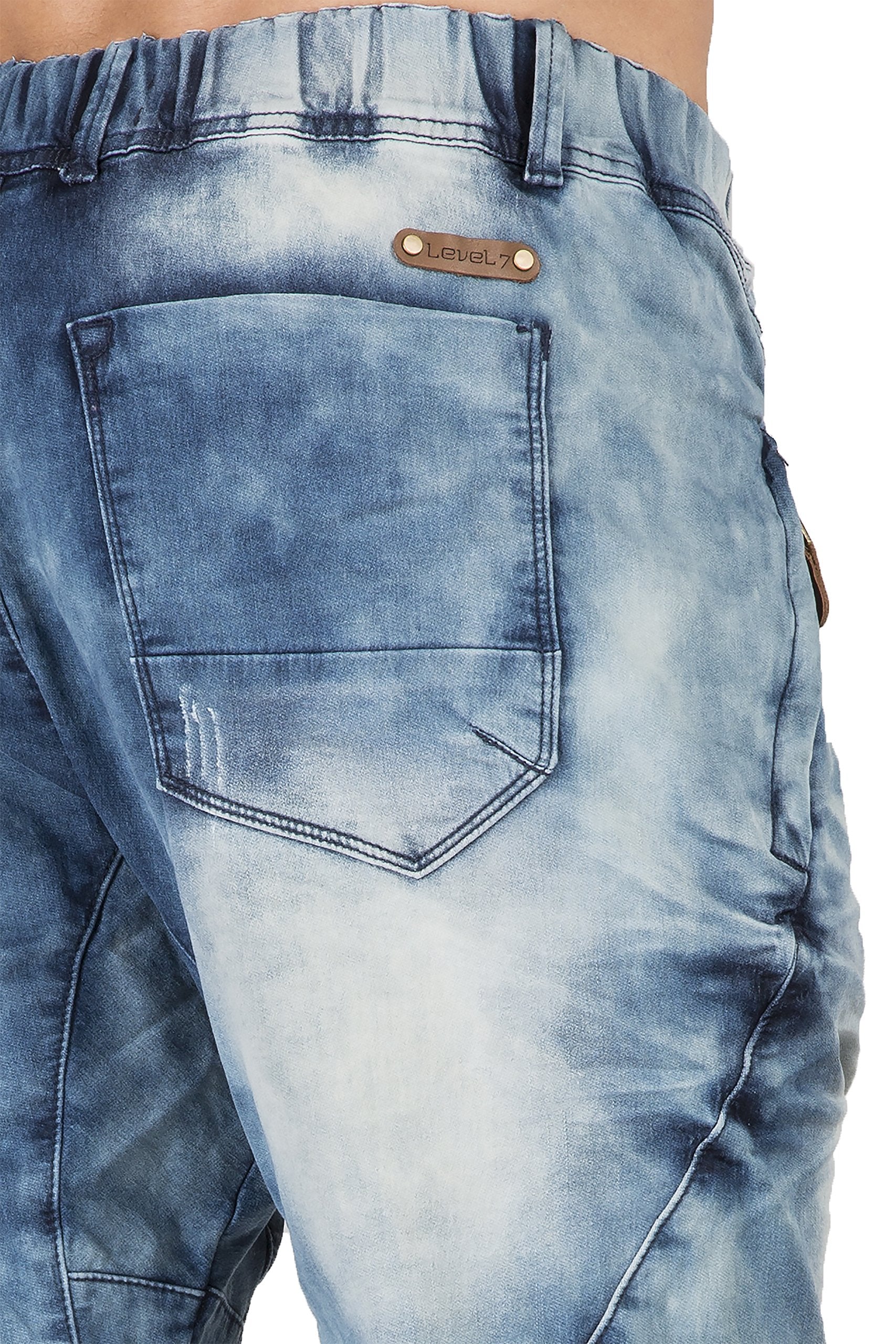 Level 7 Men's Jogger Capris Denim Shorts Medium Clouded Blue 18" Inseam
